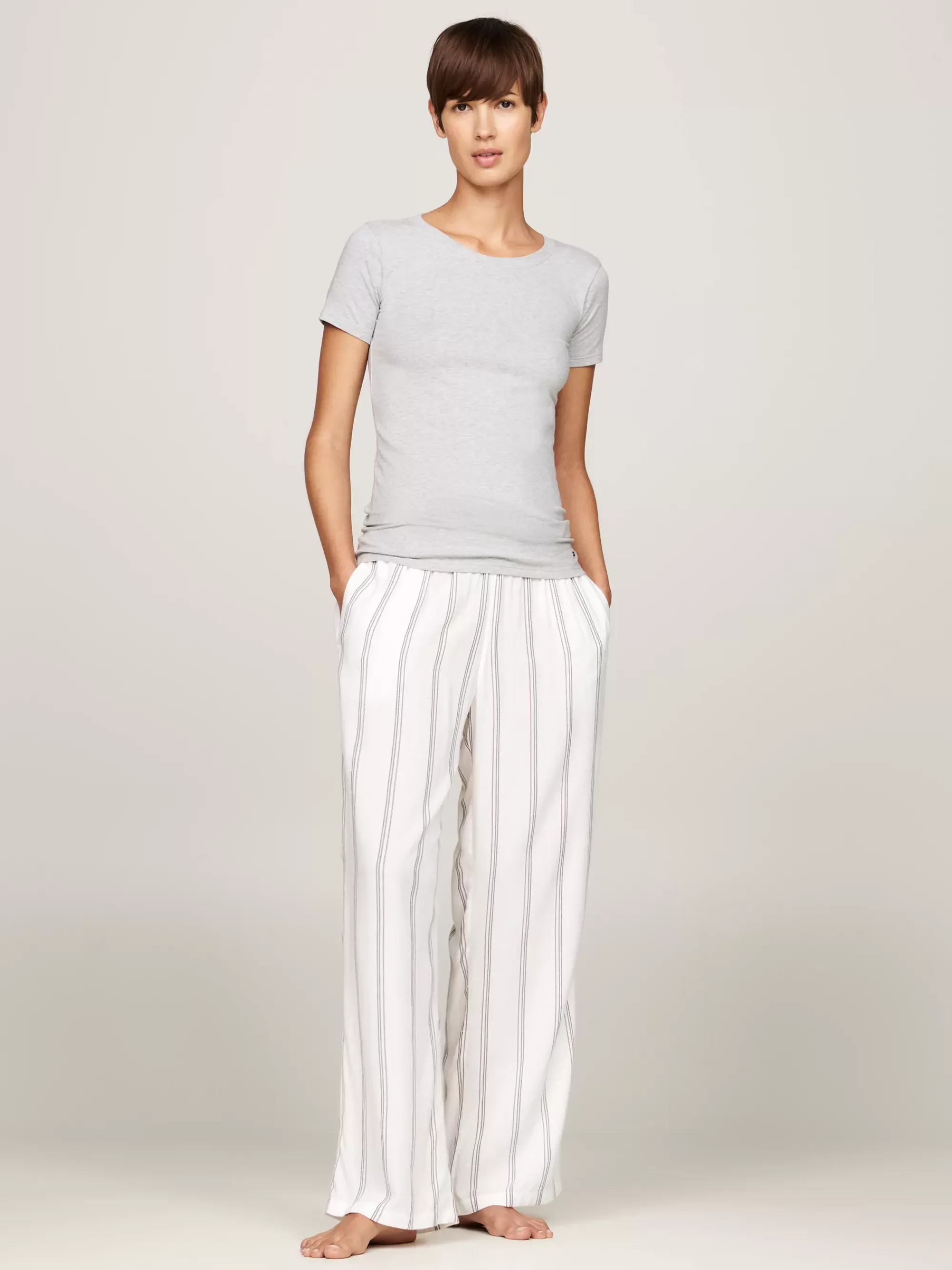 Loungewear*Tommy Hilfiger Set Van 2 T-shirts Met Geborduurde Vlag WHITE/LIGHT GREY HEATHER