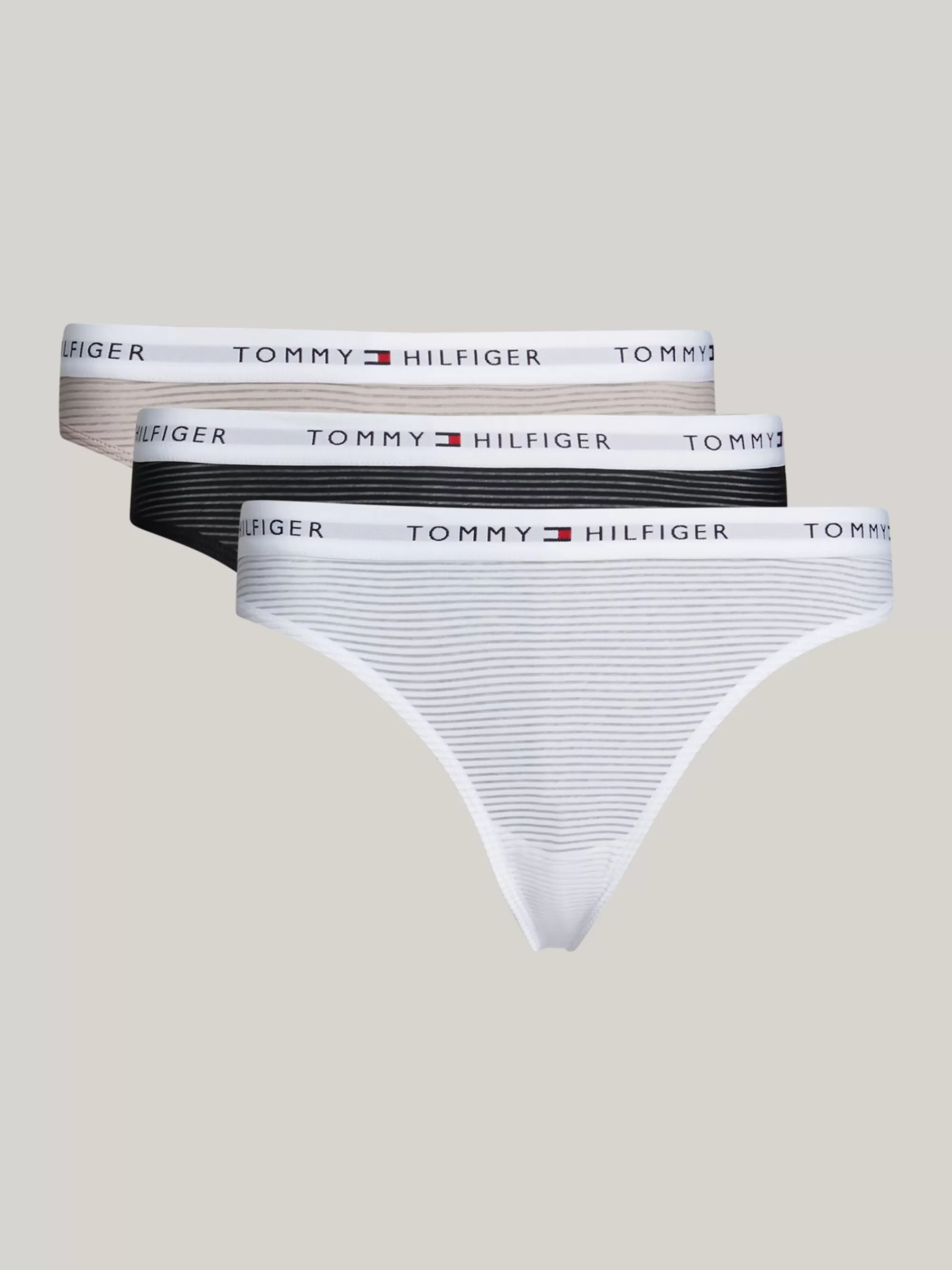 Slips | Lingerie*Tommy Hilfiger Set Van 3 Mesh Slips Met Logoband WHITE/BLACK/BALANCED BEIGE