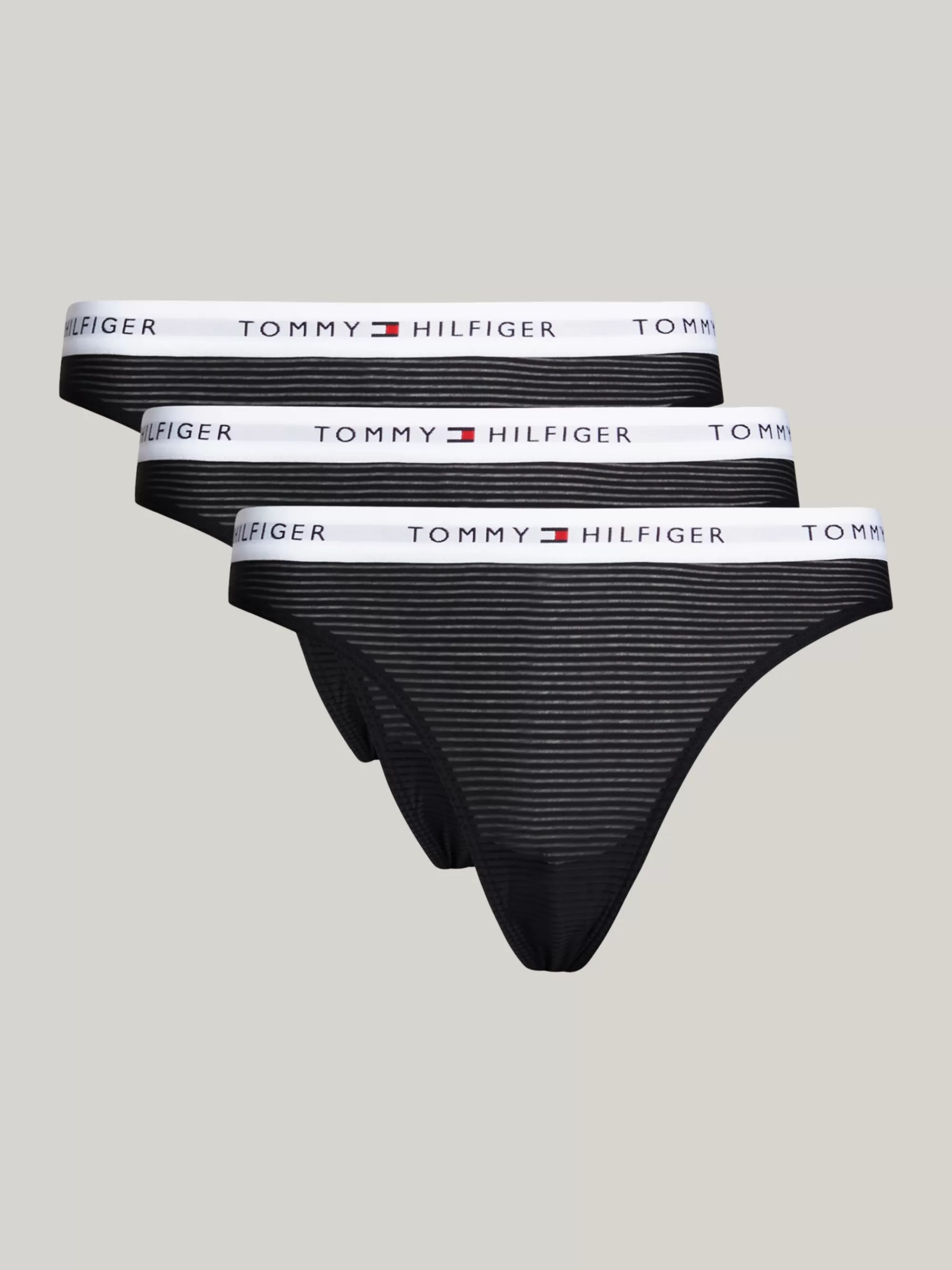Slips | Lingerie*Tommy Hilfiger Set Van 3 Mesh Strings Met Logoband BLACK, BLACK, BLACK
