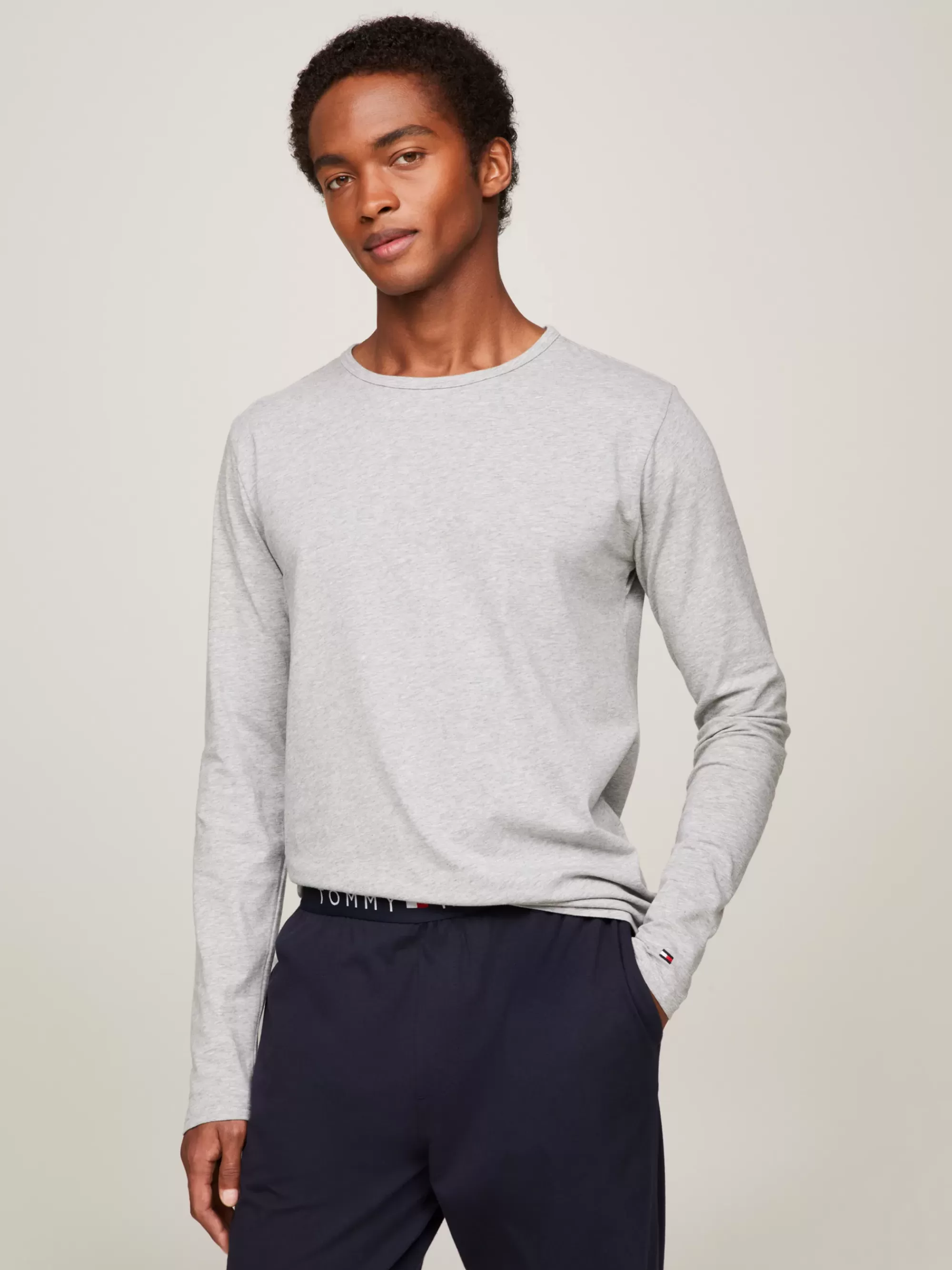 Loungewear*Tommy Hilfiger Set Van 3 Premium Essential Longsleeve T-shirts BLACK / WHITE / GREY HEATHER