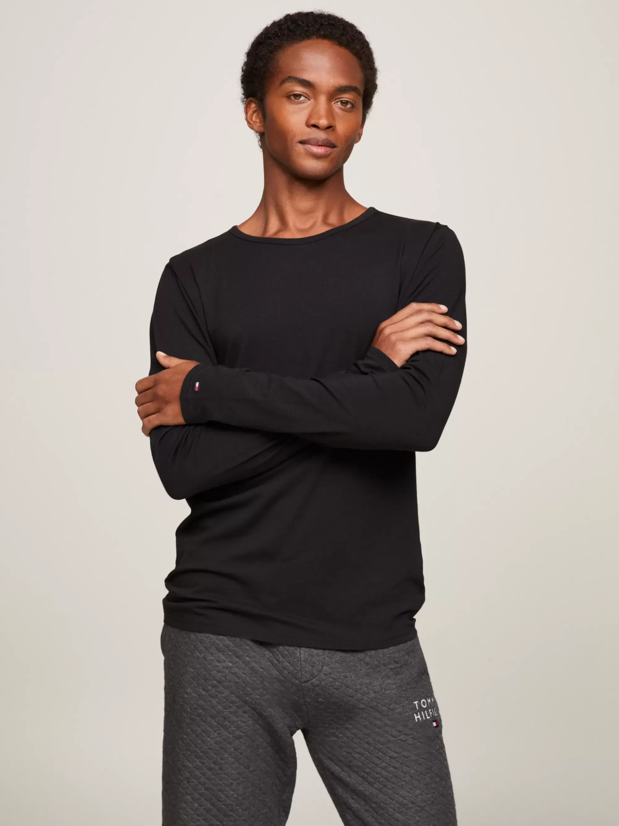 Loungewear*Tommy Hilfiger Set Van 3 Premium Essential Longsleeve T-shirts BLACK/BLACK/BLACK