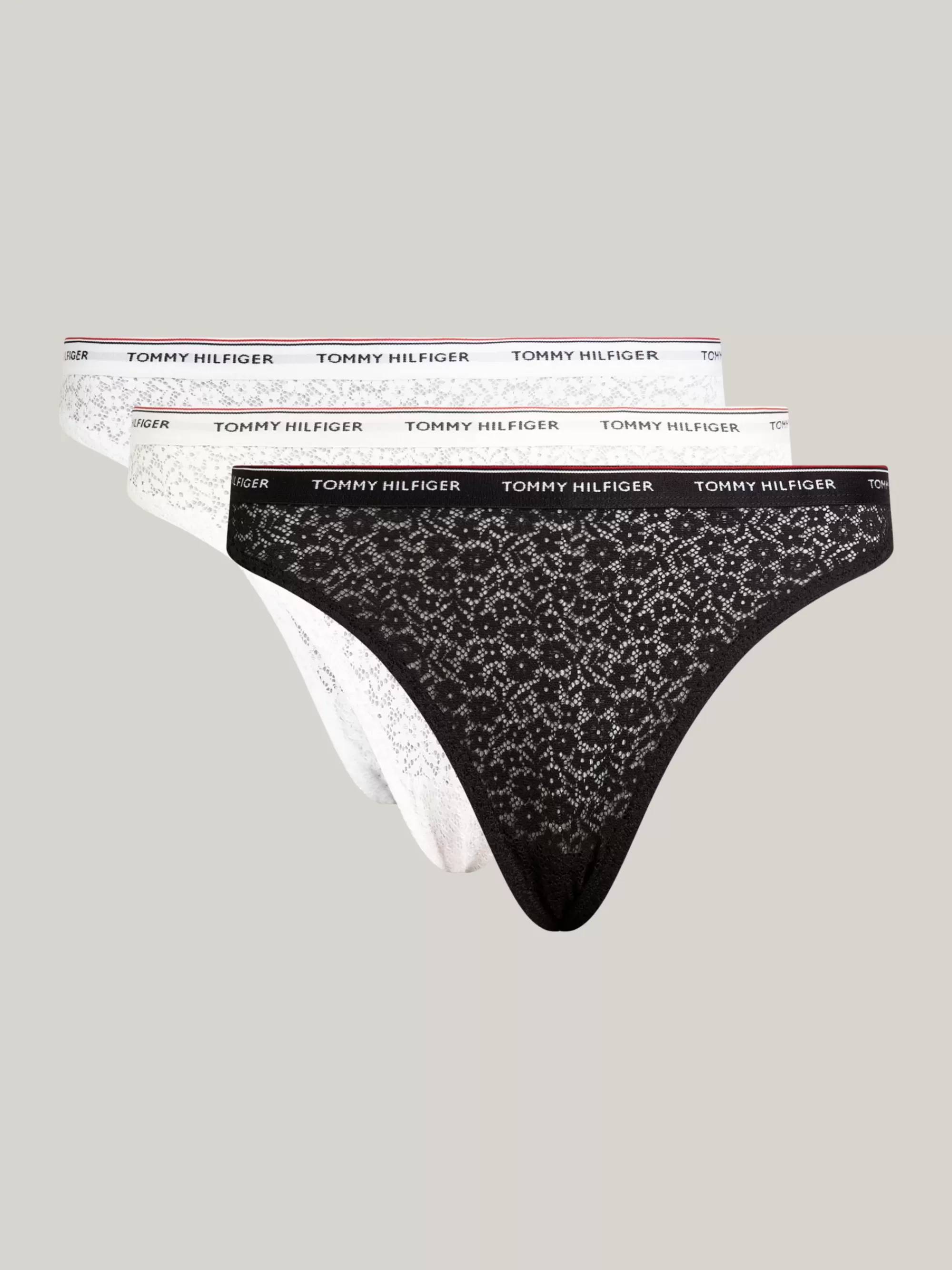 Slips | Lingerie*Tommy Hilfiger Set Van 3 Premium Essential Strings Met Kant BLACK/WHITE/LIGHT PINK