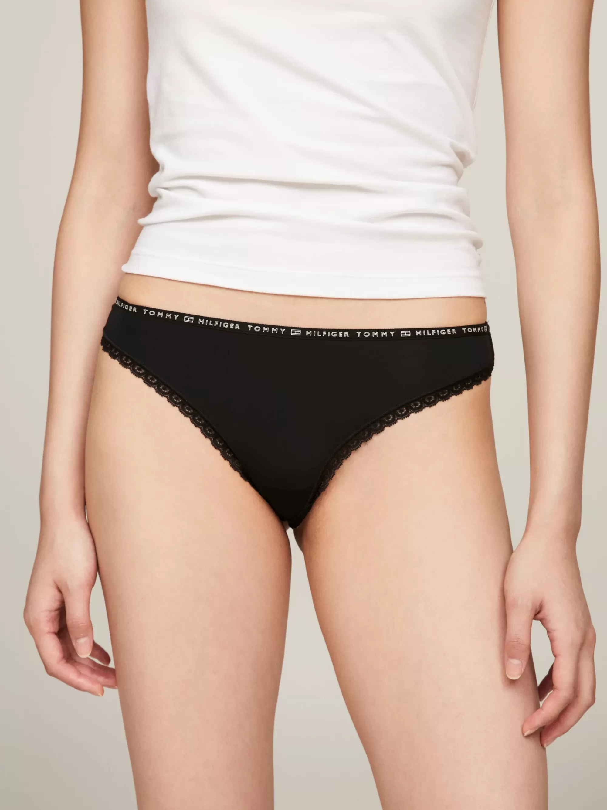 Slips | Lingerie*Tommy Hilfiger Set Van 3 Strings Met Gebloemd Kant BLACK, BLACK, BLACK