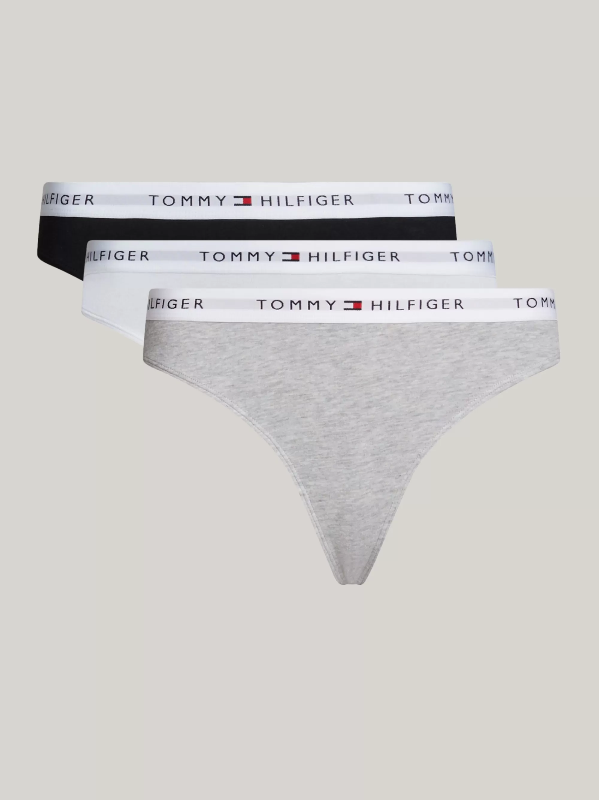 Slips | Lingerie*Tommy Hilfiger Set Van 3 Strings Met Logoband WHITE/BLACK/GREY HEATHER