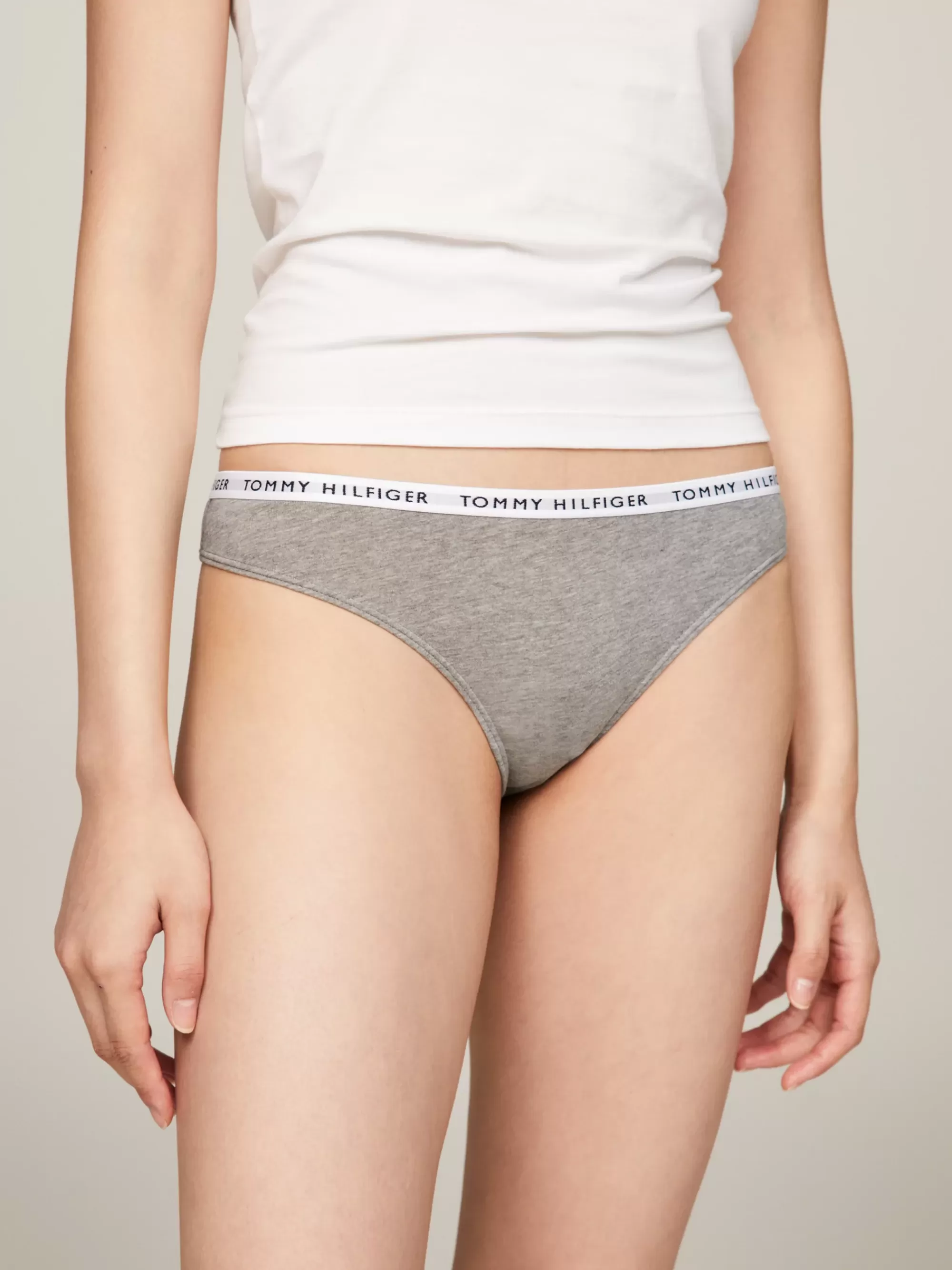 Slips | Lingerie*Tommy Hilfiger Set Van 3 Strings Met Logo-tailleband MEDIUM GREY HTR/WHITE/BLACK