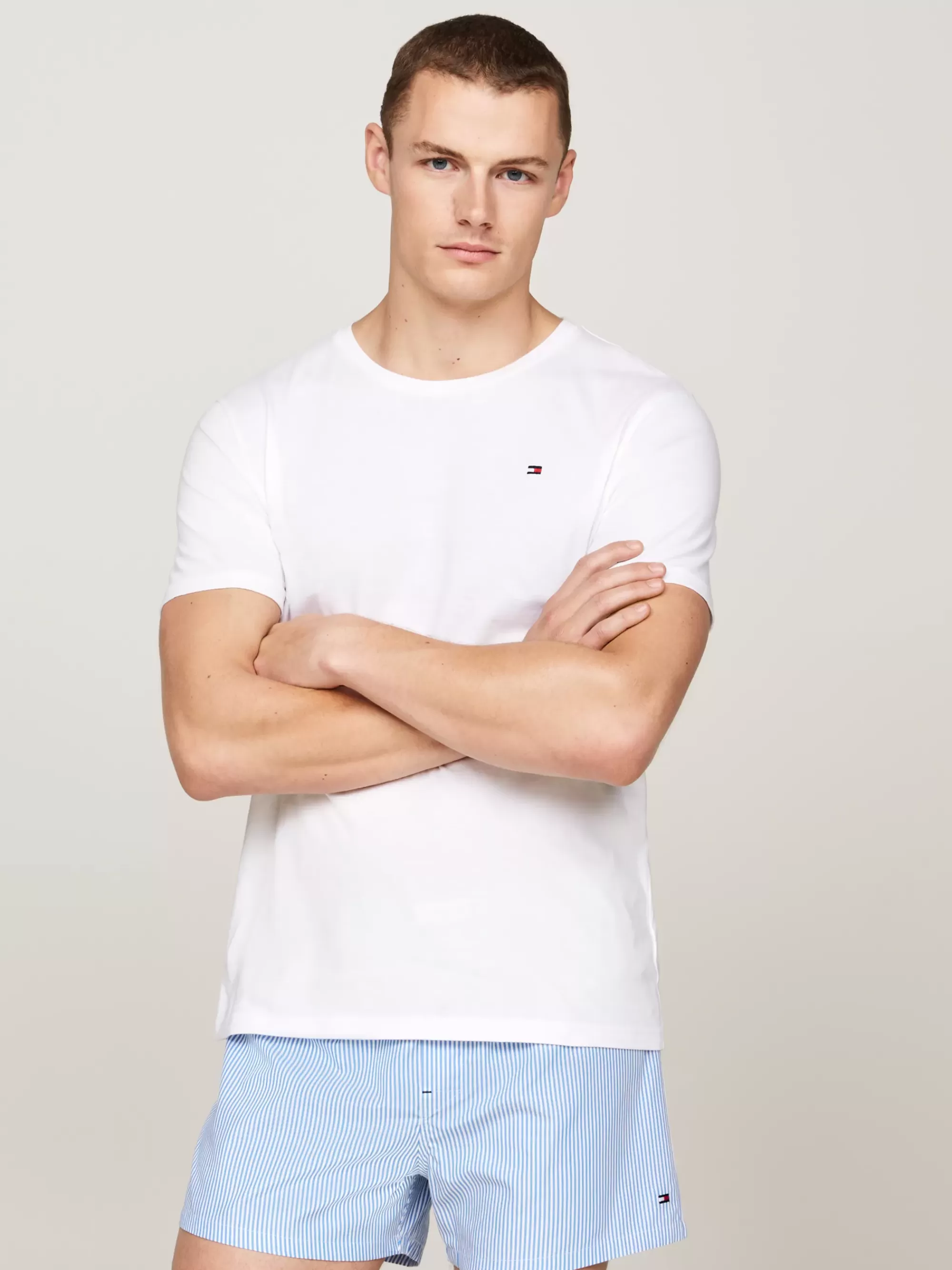 Loungewear*Tommy Hilfiger Set Van 3 T-shirts Met Ronde Hals GREY HTR/MIL DENIM/WHITE