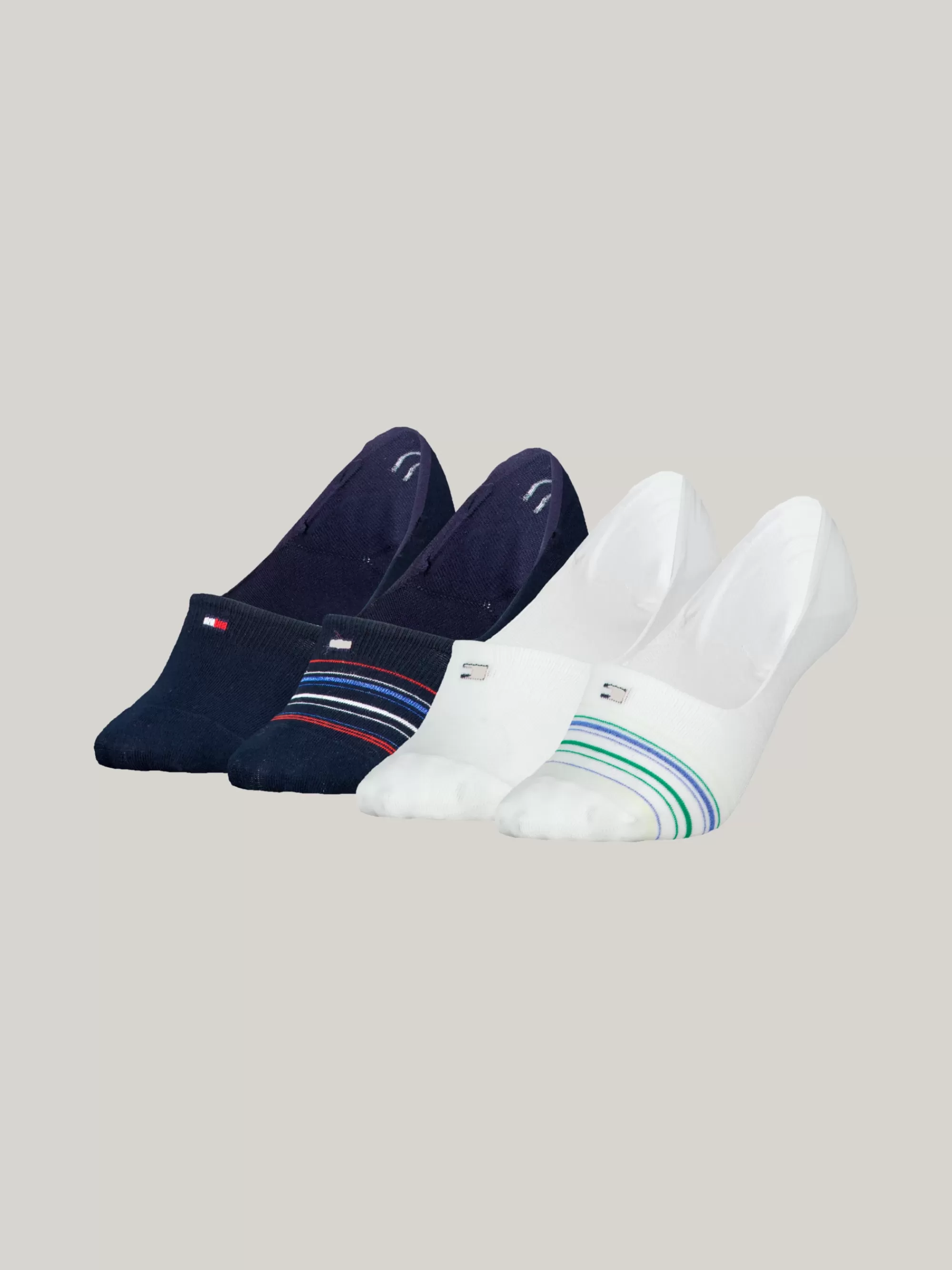 Sokken & Panty's*Tommy Hilfiger Set Van 4 Paar Geribde Metallic Footie-sokken WHITE / NAVY