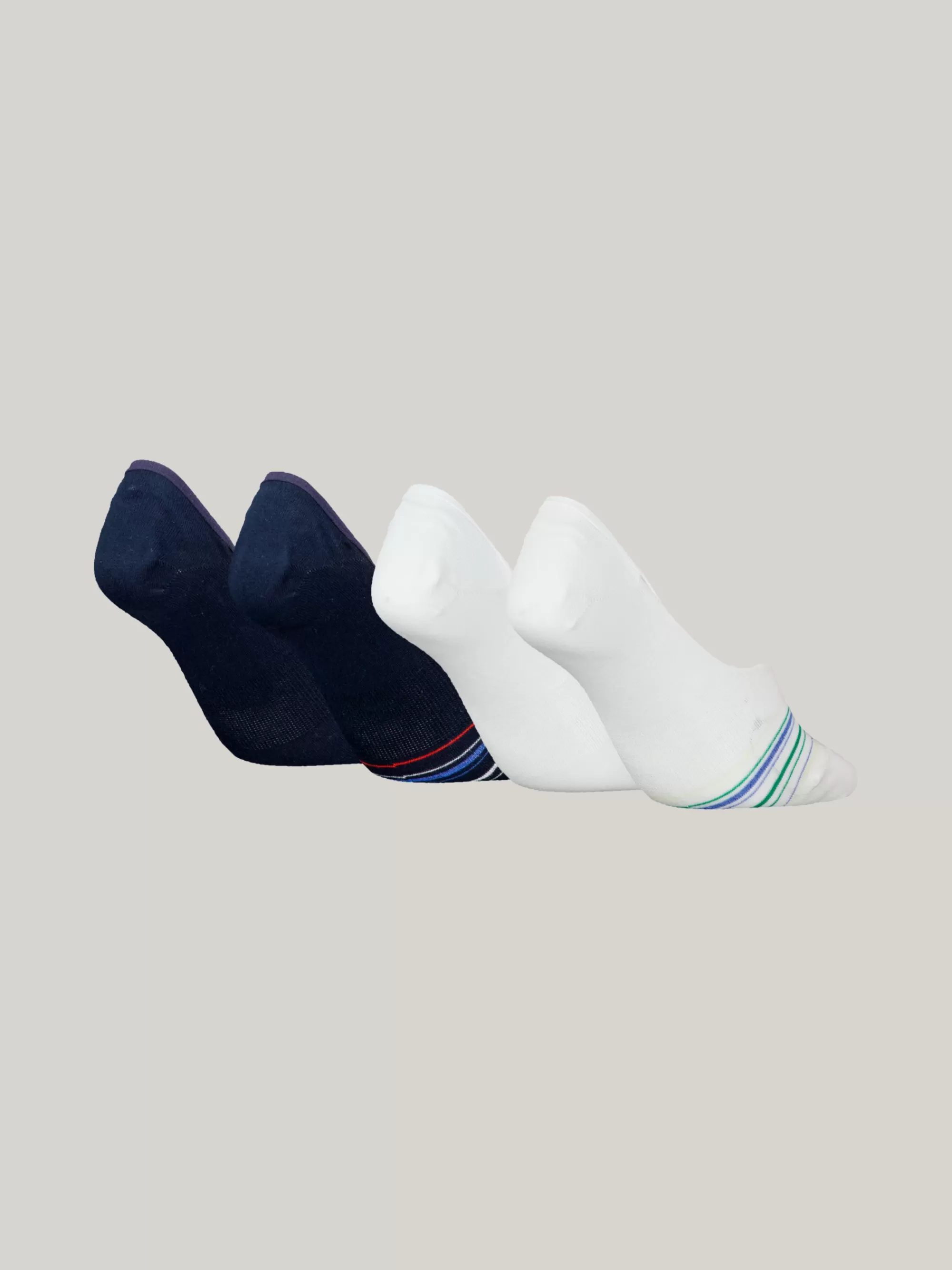 Sokken & Panty's*Tommy Hilfiger Set Van 4 Paar Geribde Metallic Footie-sokken WHITE / NAVY