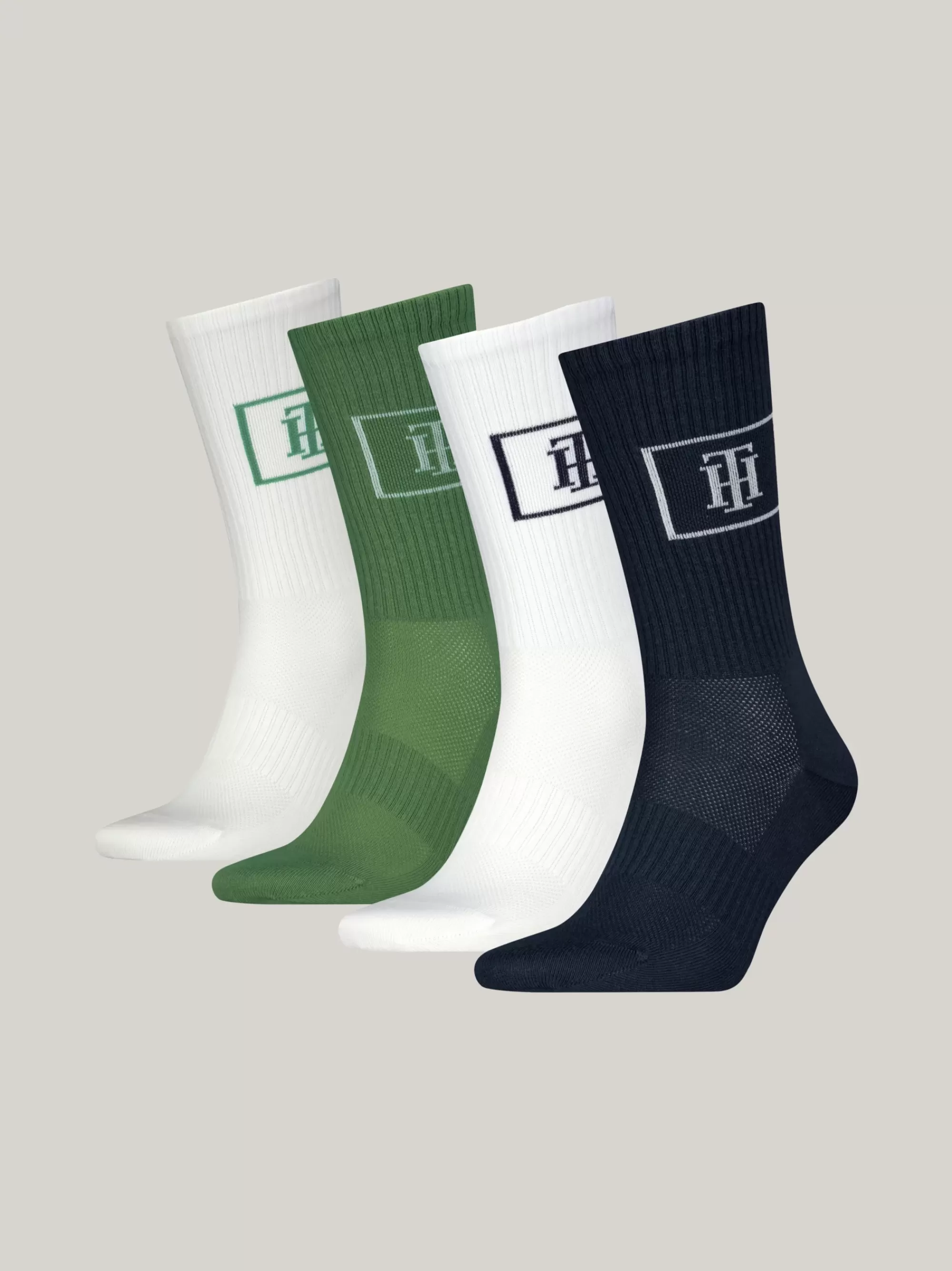 Sokken*Tommy Hilfiger Set Van 4 Paar Sokken Met TH-monogram NAVY / GREEN