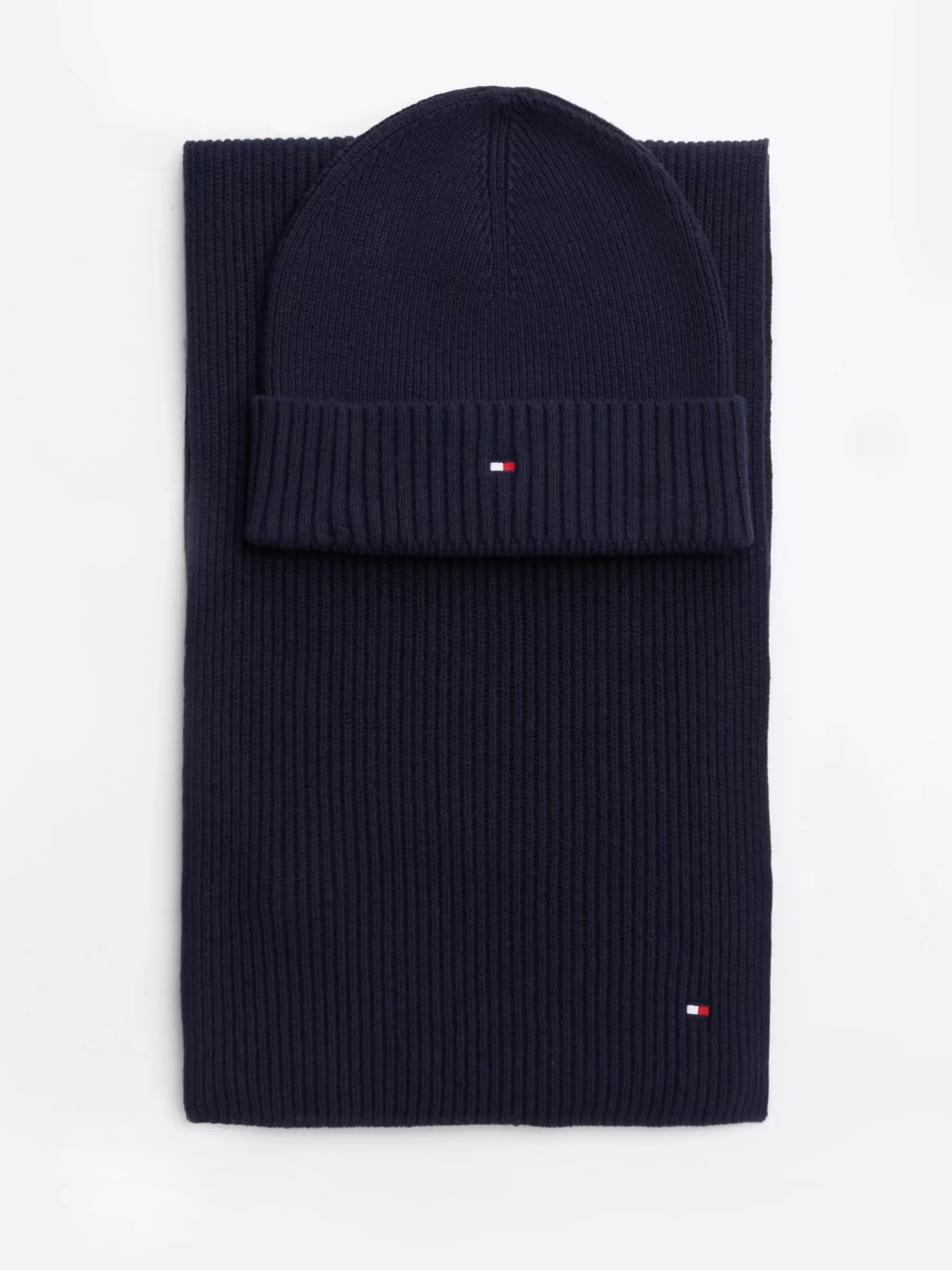 Mutsen, Handschoenen & Sjaals*Tommy Hilfiger Set Van Beanie En Sjaal Met Hilfiger-vlag SPACE BLUE