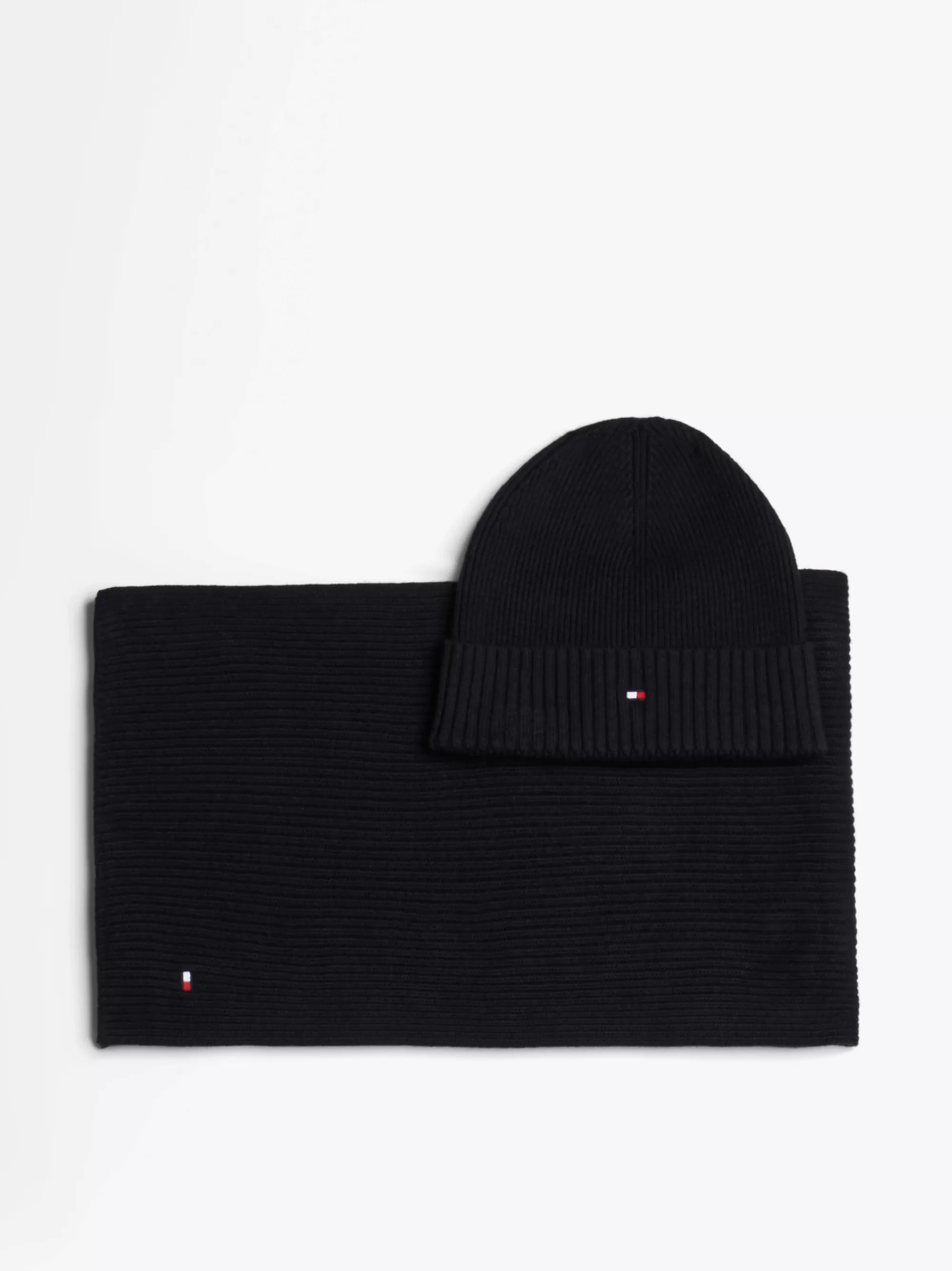 Mutsen, Handschoenen & Sjaals*Tommy Hilfiger Set Van Beanie En Sjaal Met Hilfiger-vlag BLACK