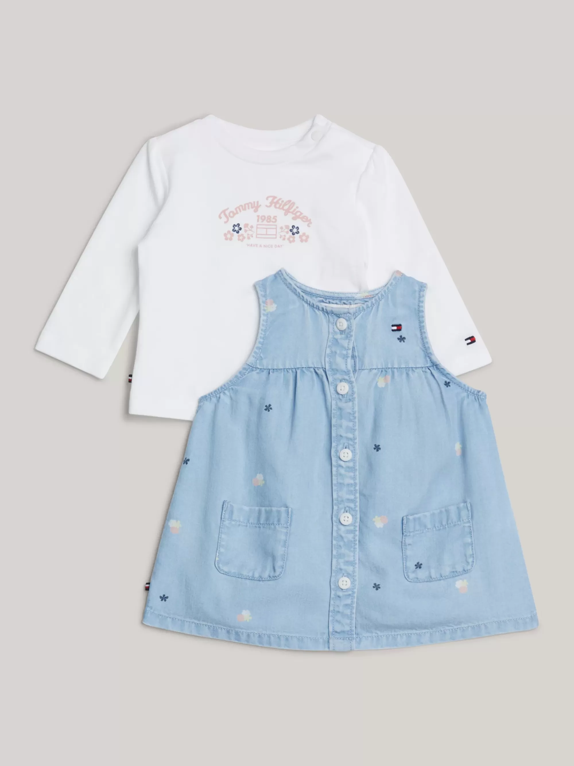 Meisjes | Jongens*Tommy Hilfiger Set Van Jurk En Trui Met Bloemenprint DENIM LIGHT