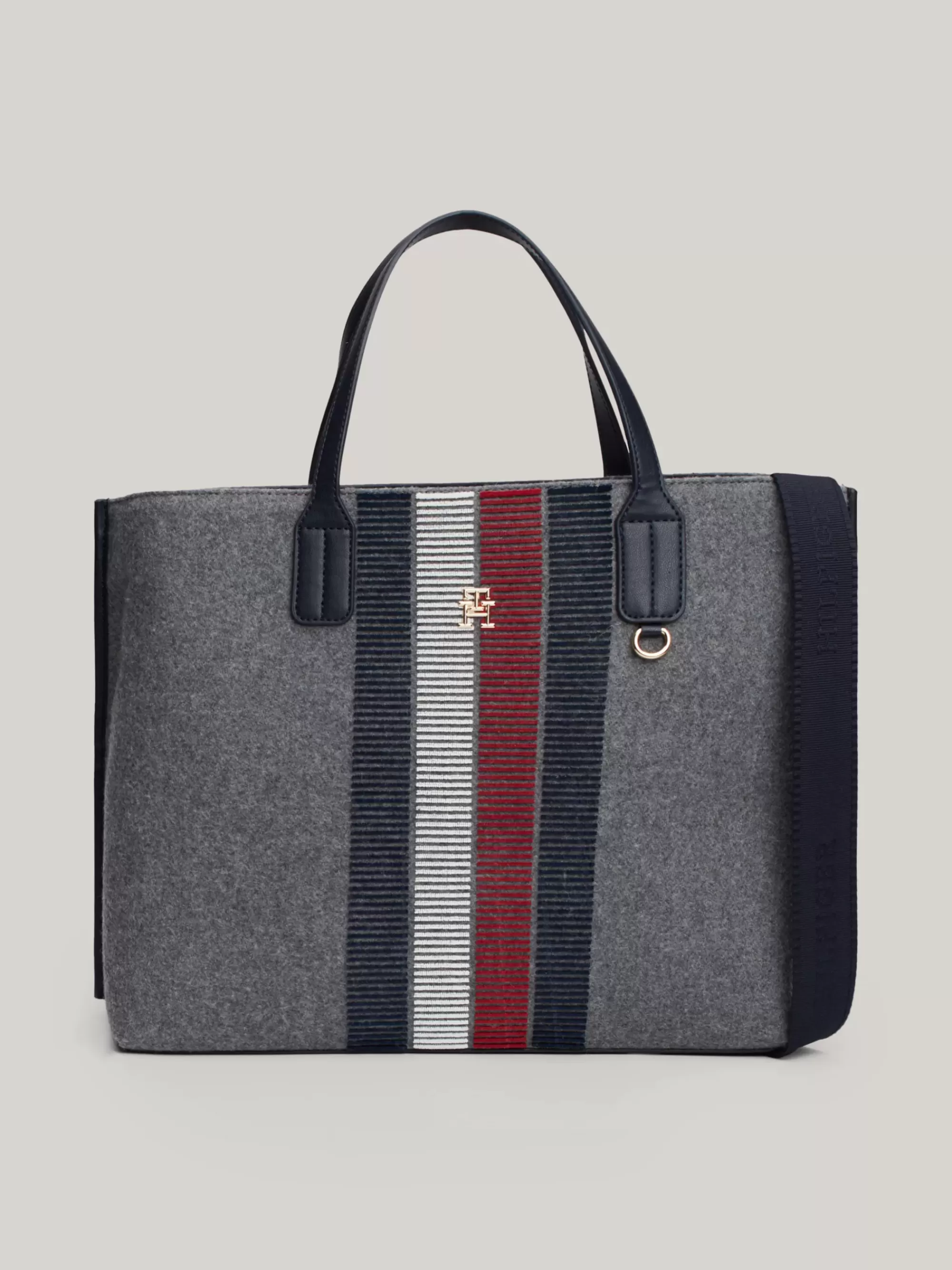 Handtassen*Tommy Hilfiger Shopper Van Wolmix Met TH-monogram MID GREY HEATHER