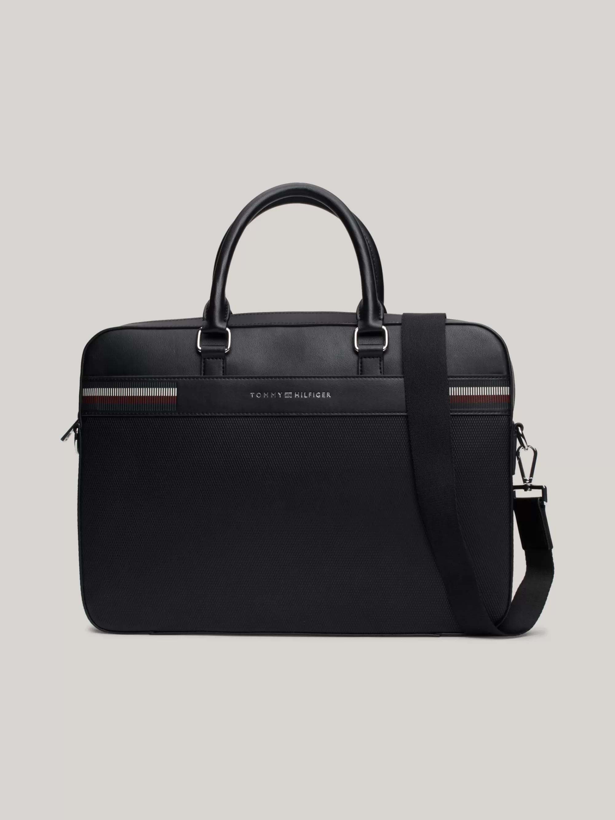 Aktetassen*Tommy Hilfiger Signature Laptoptas Met Gemengde Texturen BLACK