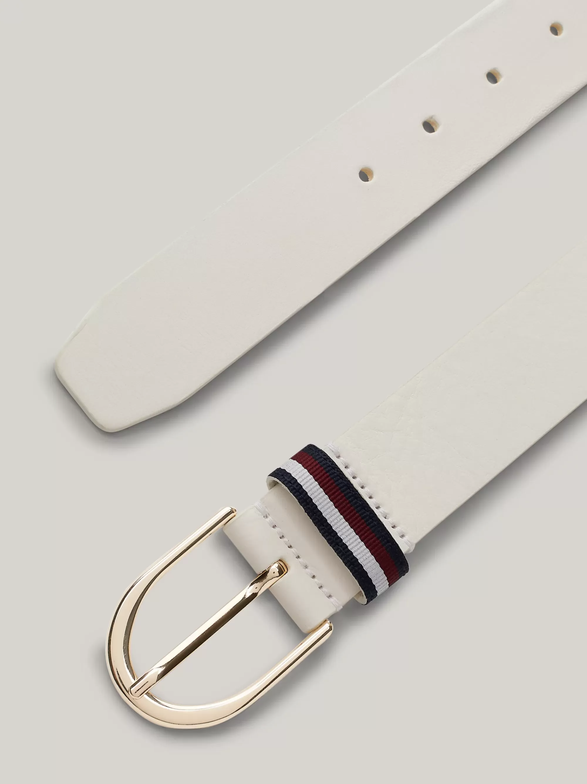 Riemen*Tommy Hilfiger Signature Leren Riem Met Afgeronde Gesp ANCIENT WHITE