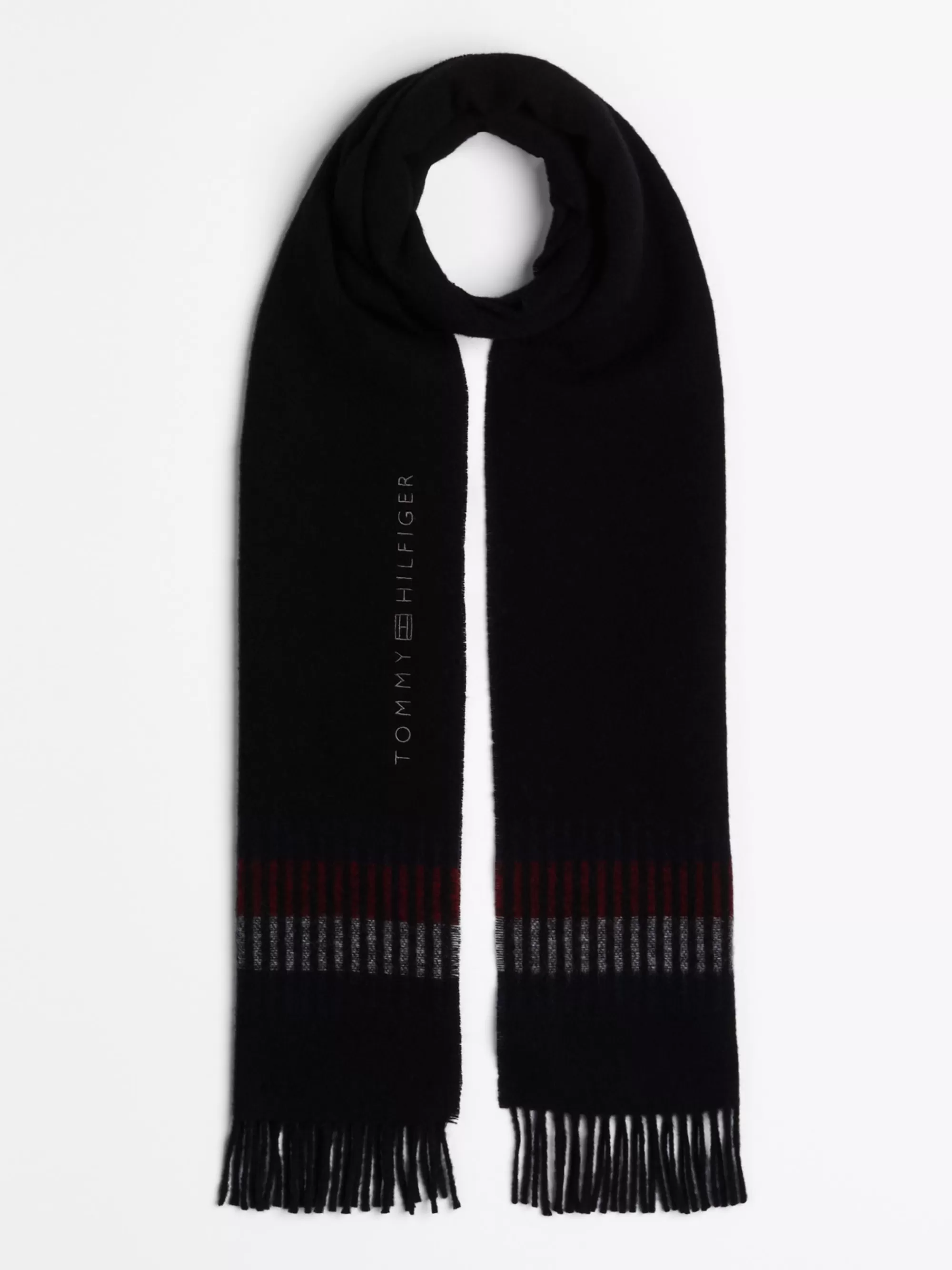 Mutsen, Handschoenen & Sjaals*Tommy Hilfiger Signature Wollen Sjaal Met Franjes BLACK