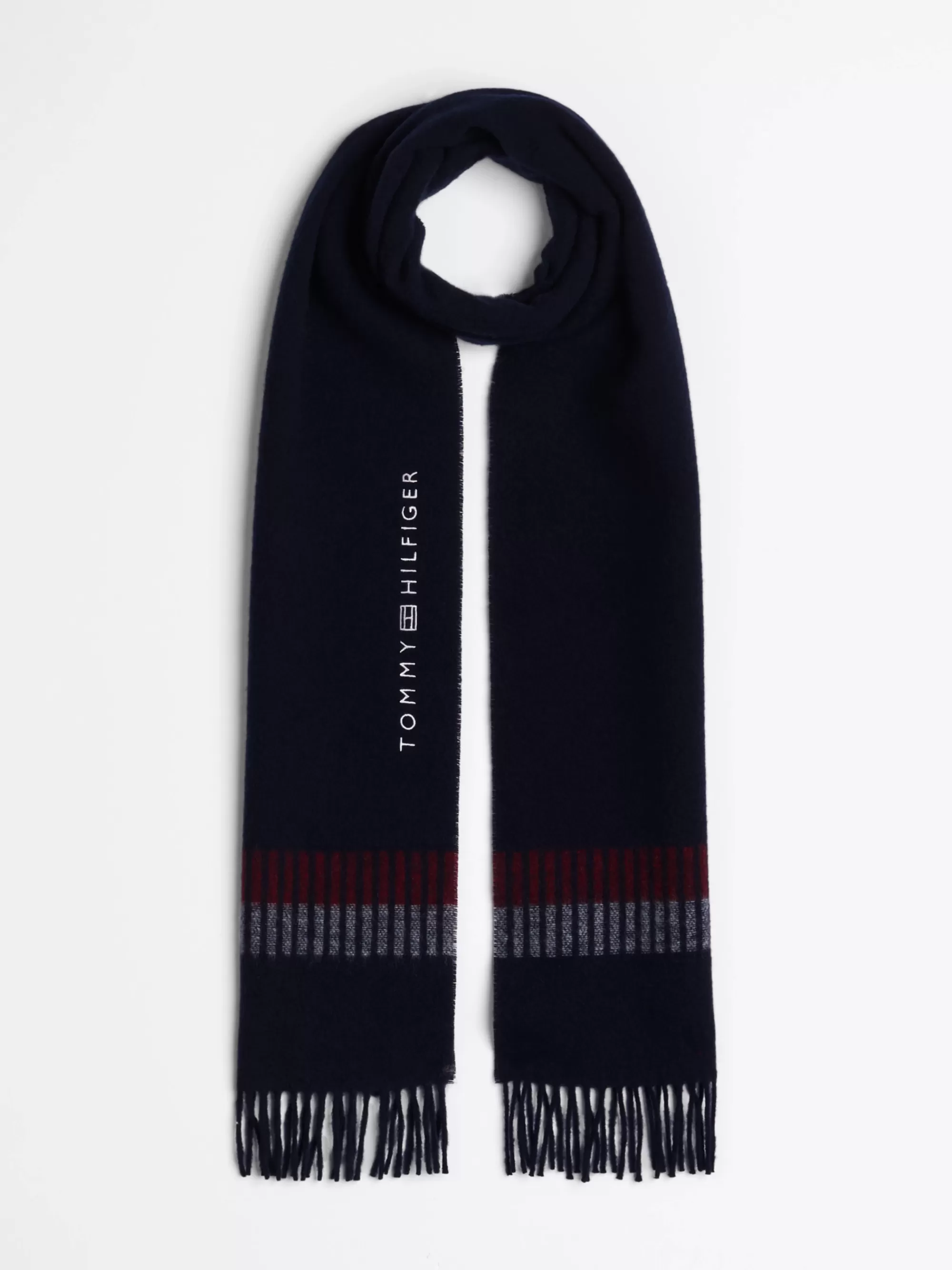 Mutsen, Handschoenen & Sjaals*Tommy Hilfiger Signature Wollen Sjaal Met Franjes SPACE BLUE