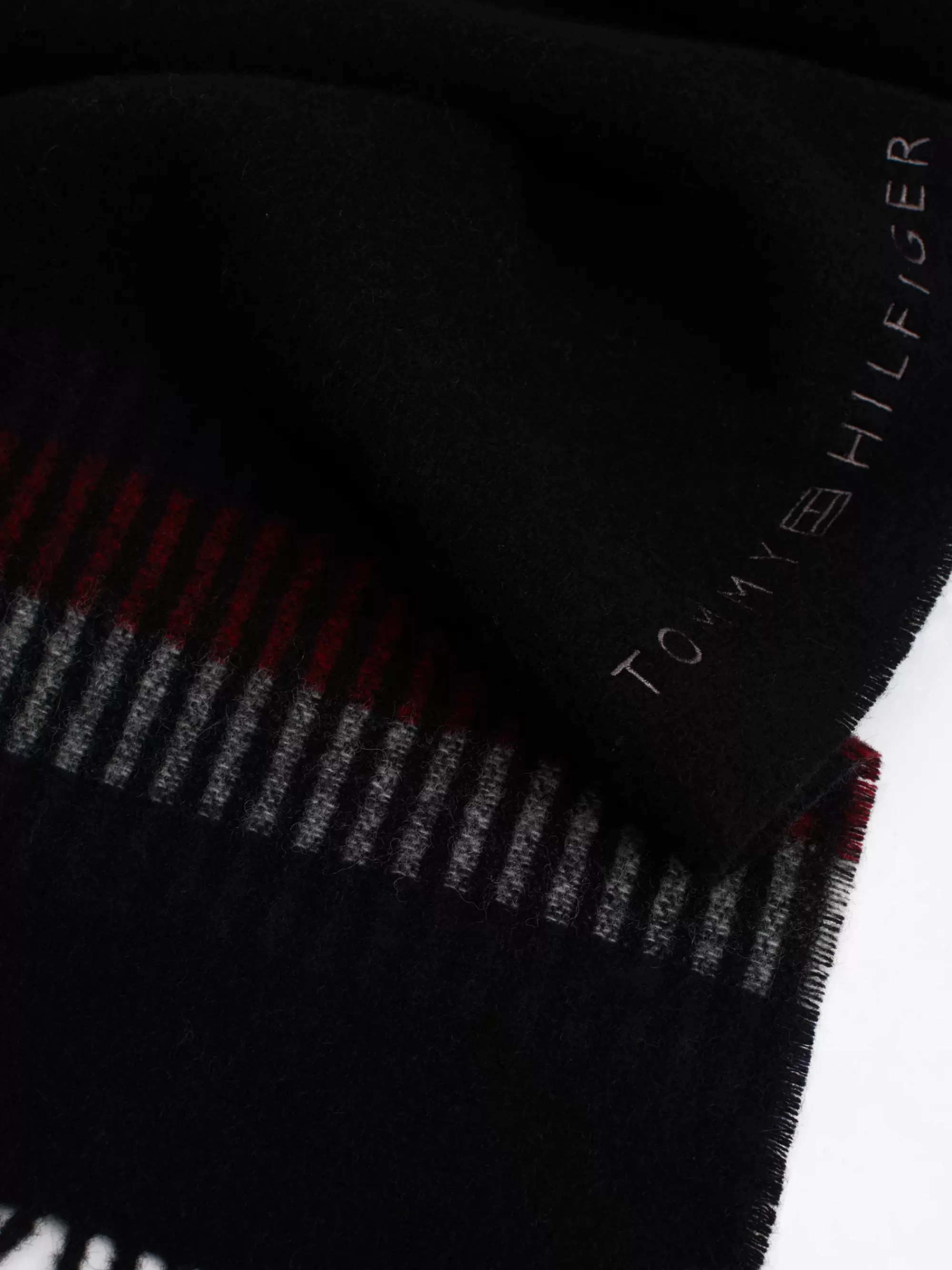 Mutsen, Handschoenen & Sjaals*Tommy Hilfiger Signature Wollen Sjaal Met Franjes BLACK