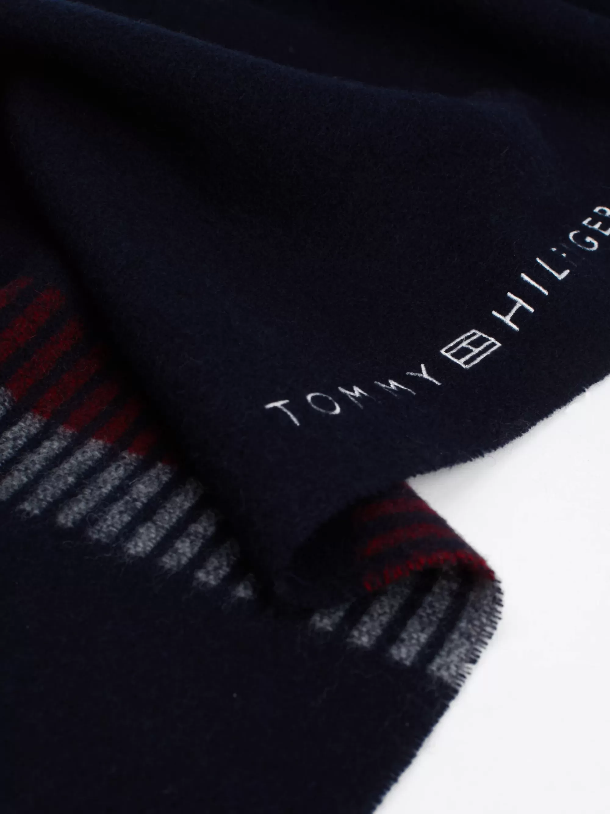 Mutsen, Handschoenen & Sjaals*Tommy Hilfiger Signature Wollen Sjaal Met Franjes SPACE BLUE