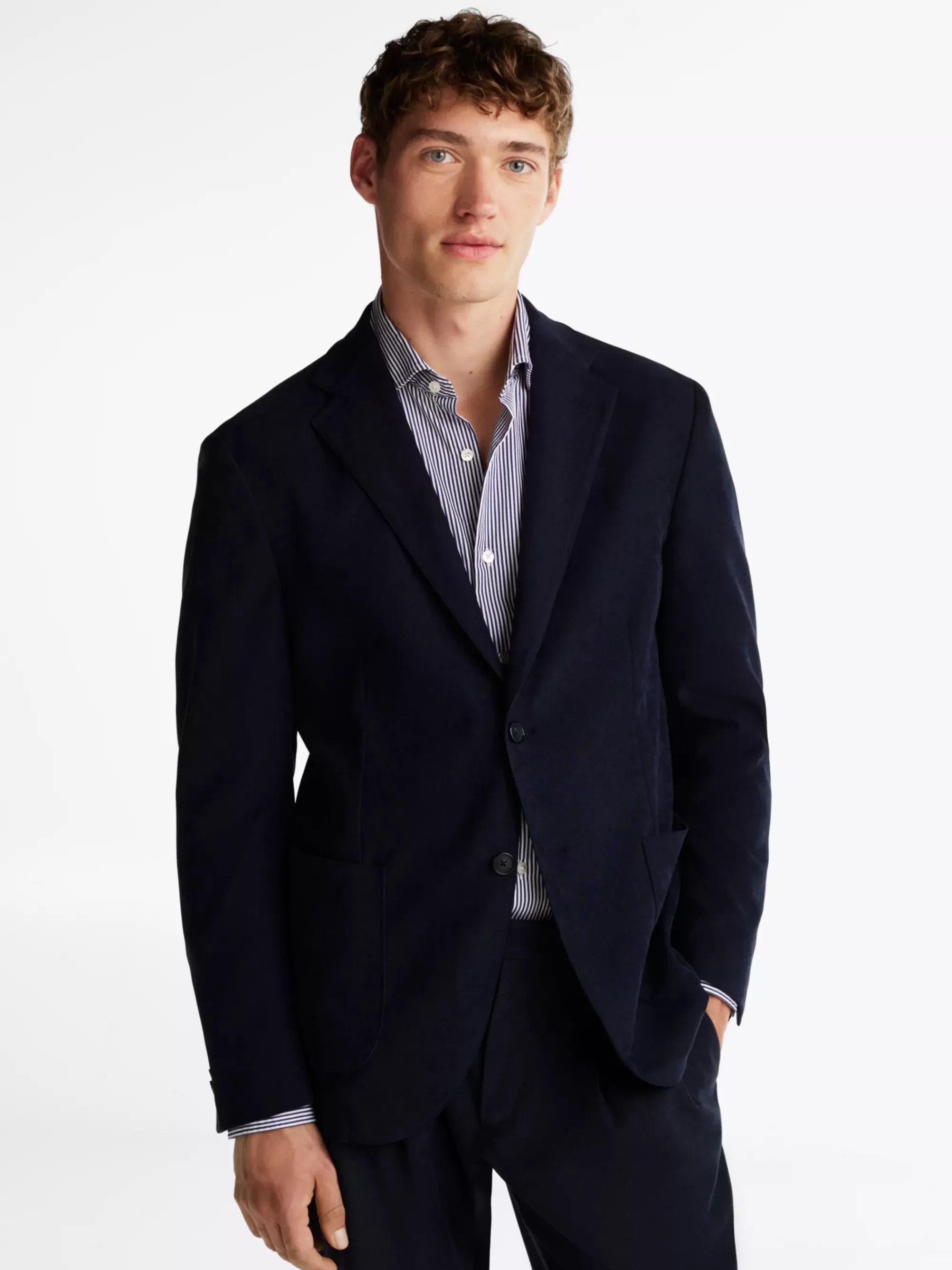 Jassen & Jacks*Tommy Hilfiger Single-breasted Blazer Met Opgezette Zakken BLUE