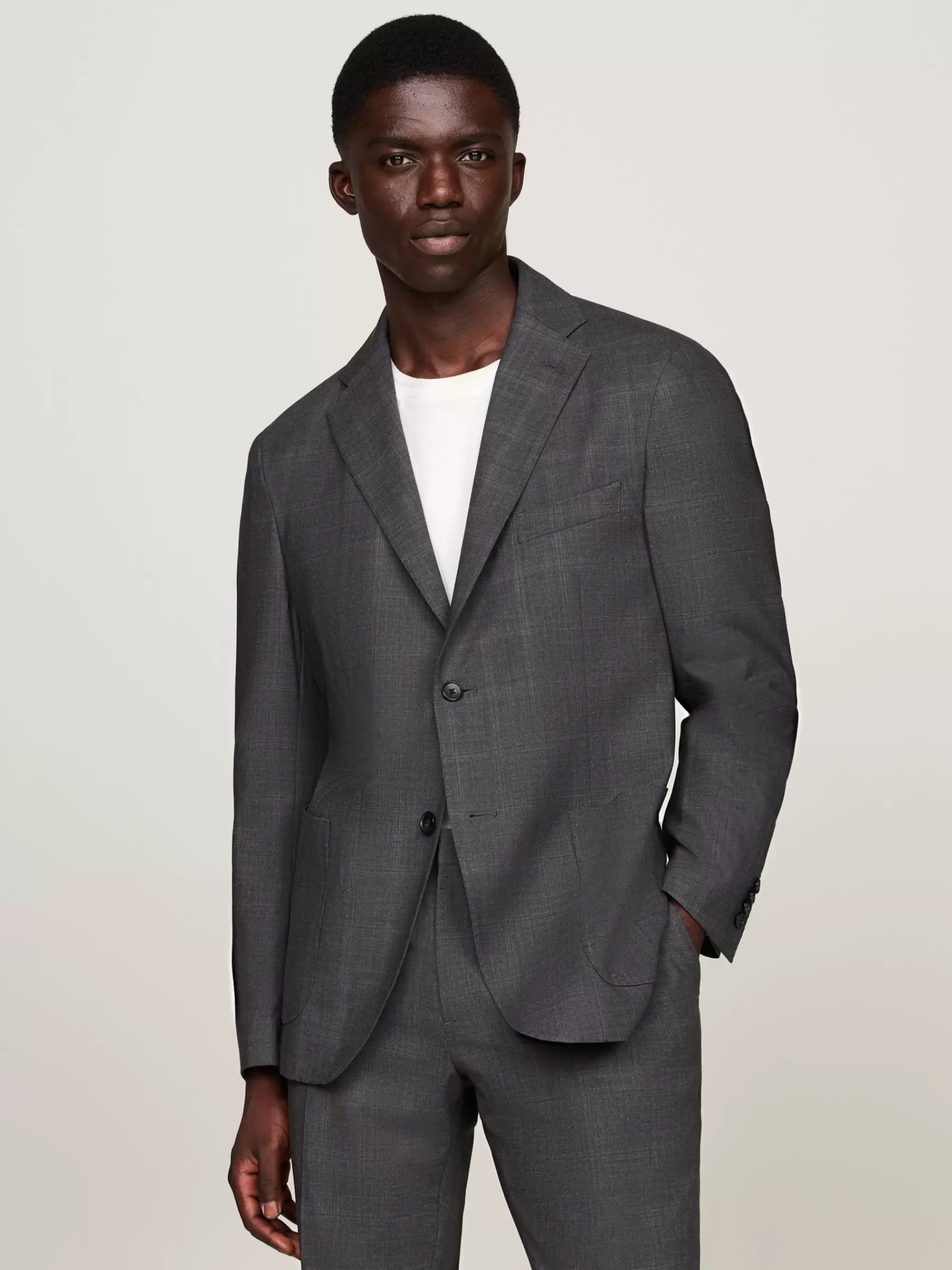 Pakken & Tailored*Tommy Hilfiger Single-breasted Blazer Met Ruit GREY