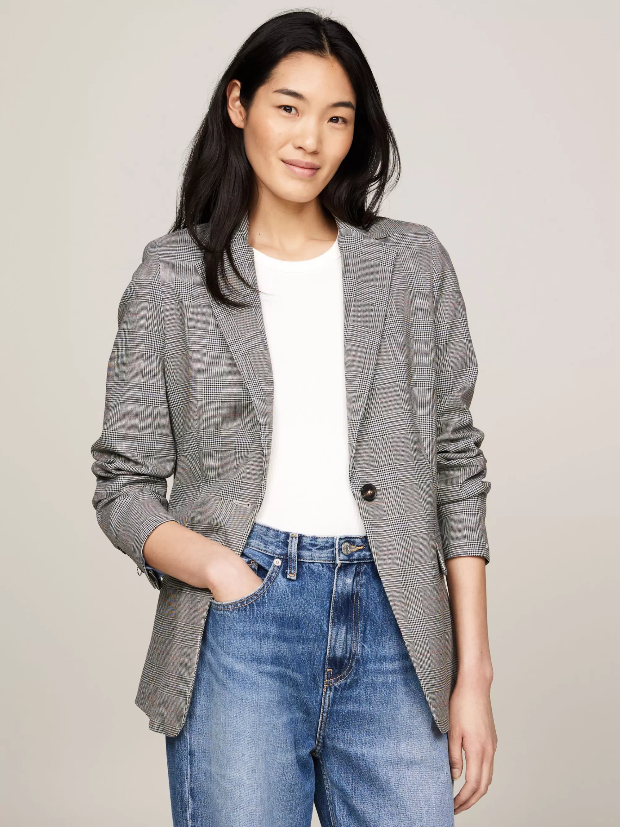 Co-Ords | Blazers*Tommy Hilfiger Single-breasted Blazer Met Ruit GLOBAL STP CHECK/ S/ TEXTURE H GREY