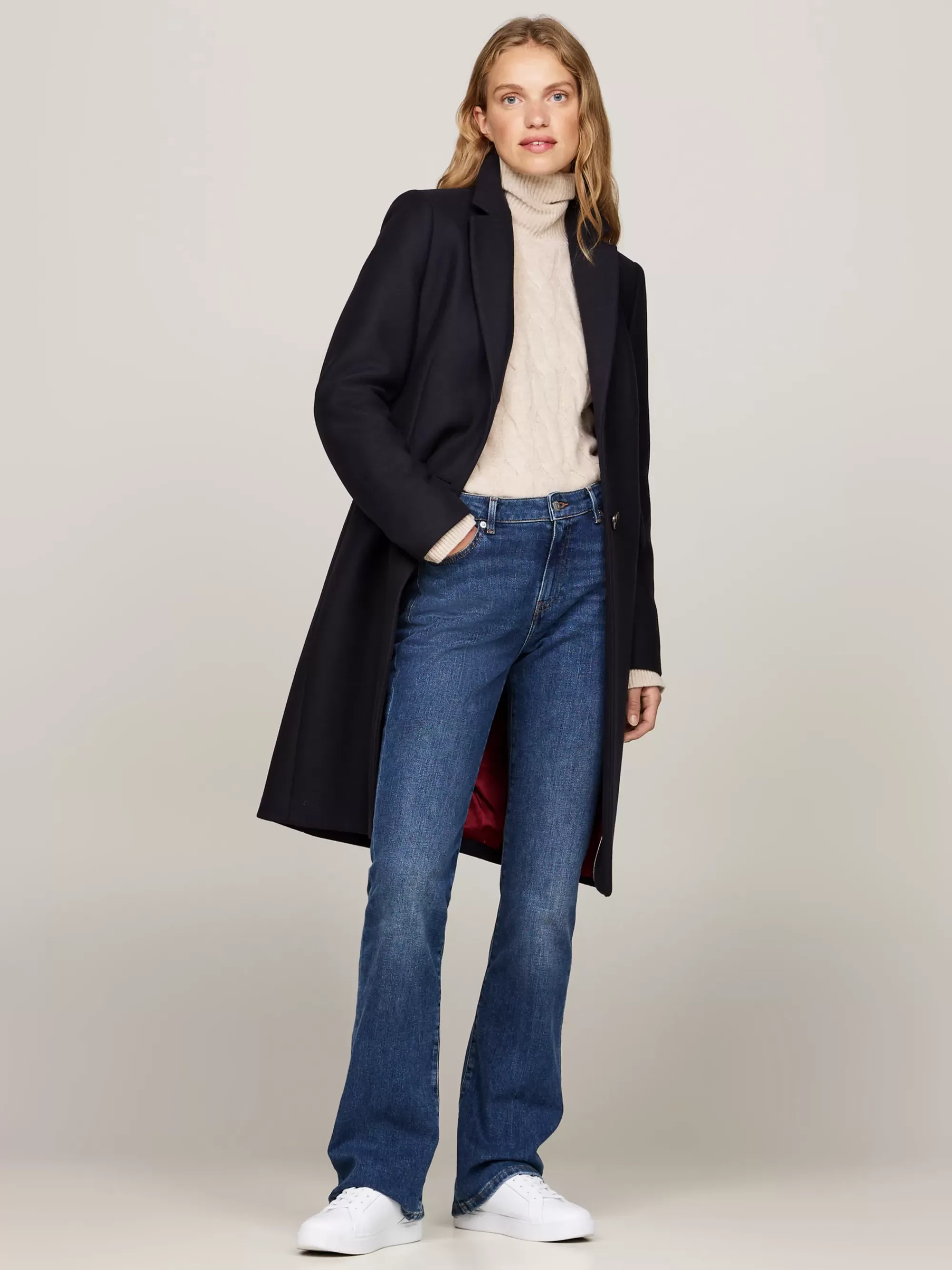 Jassen & Jacks | Wollen Jassen*Tommy Hilfiger Single-breasted Jas Met Kasjmier DESERT SKY