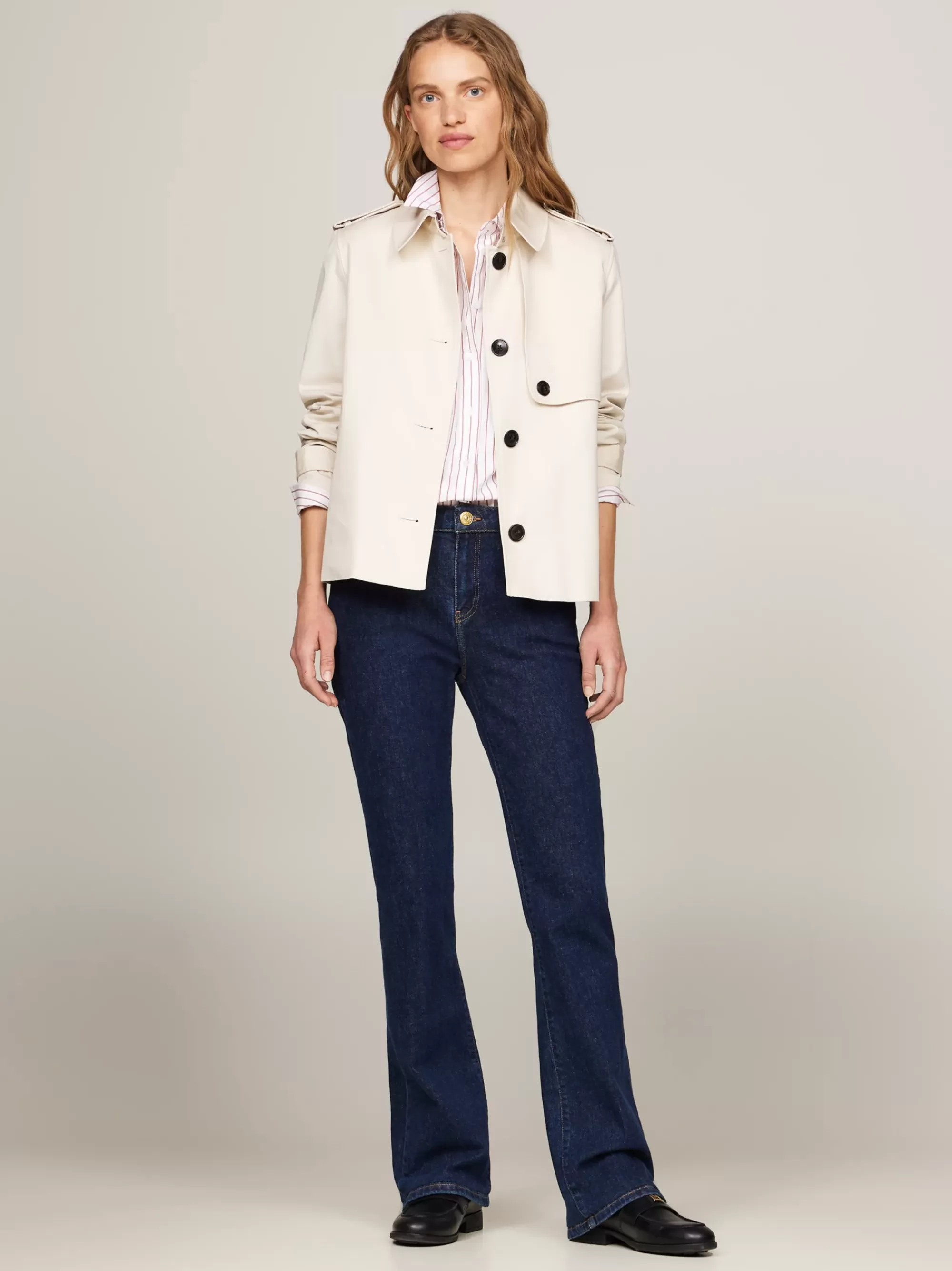 Jassen & Jacks*Tommy Hilfiger Single-breasted Korte Trenchcoat DESERT SAND DUNE