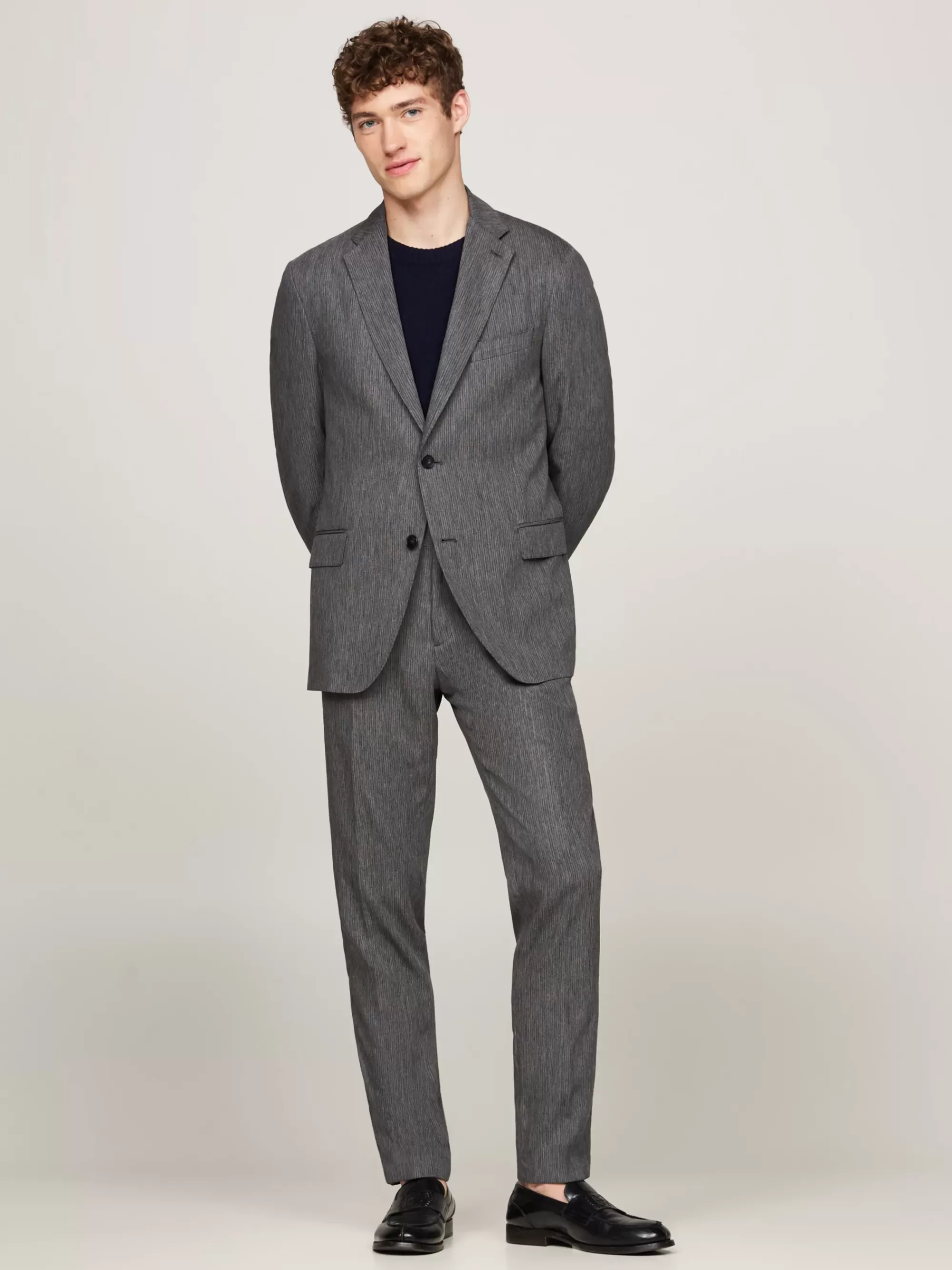 Pakken & Tailored*Tommy Hilfiger Single-breasted Tweedelig Pak Met Krijtstreep GREY