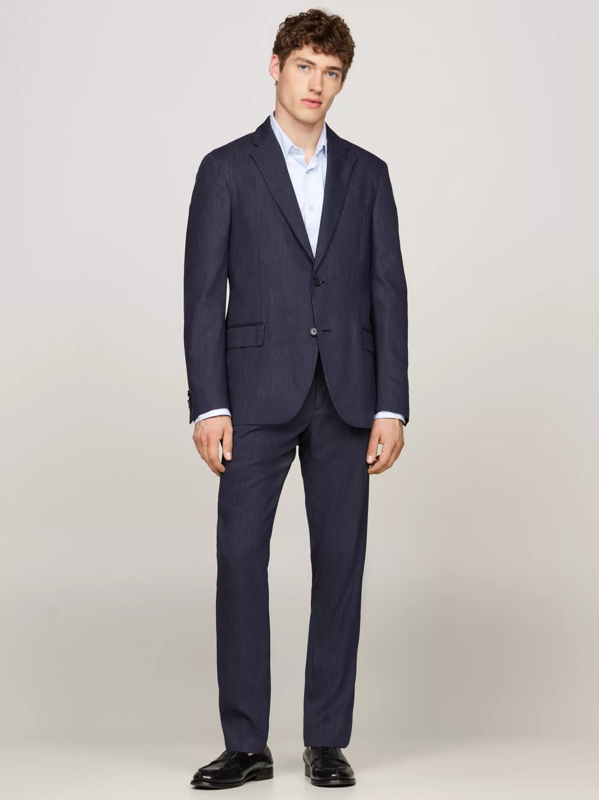 Pakken & Tailored*Tommy Hilfiger Single-breasted Tweedelig Pak Met Krijtstreep BLUE