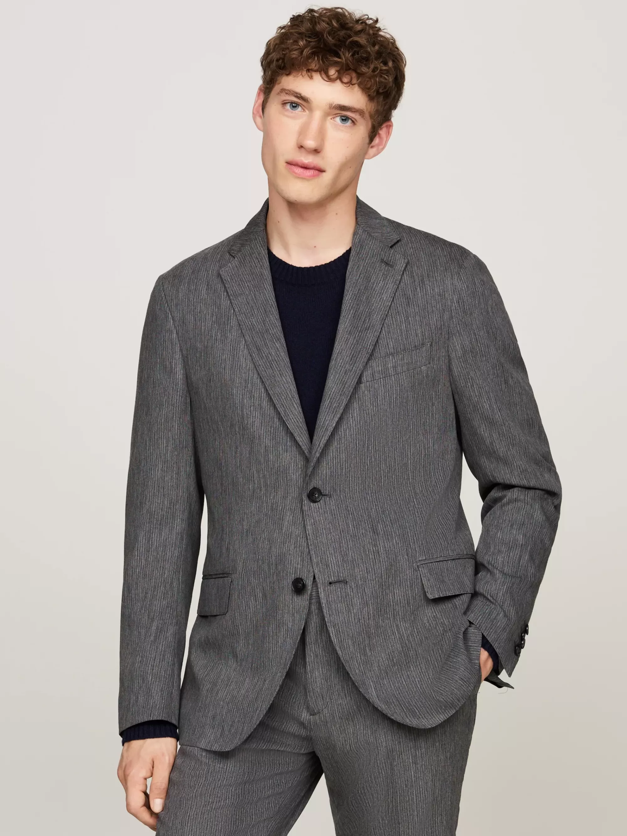 Pakken & Tailored*Tommy Hilfiger Single-breasted Tweedelig Pak Met Krijtstreep GREY