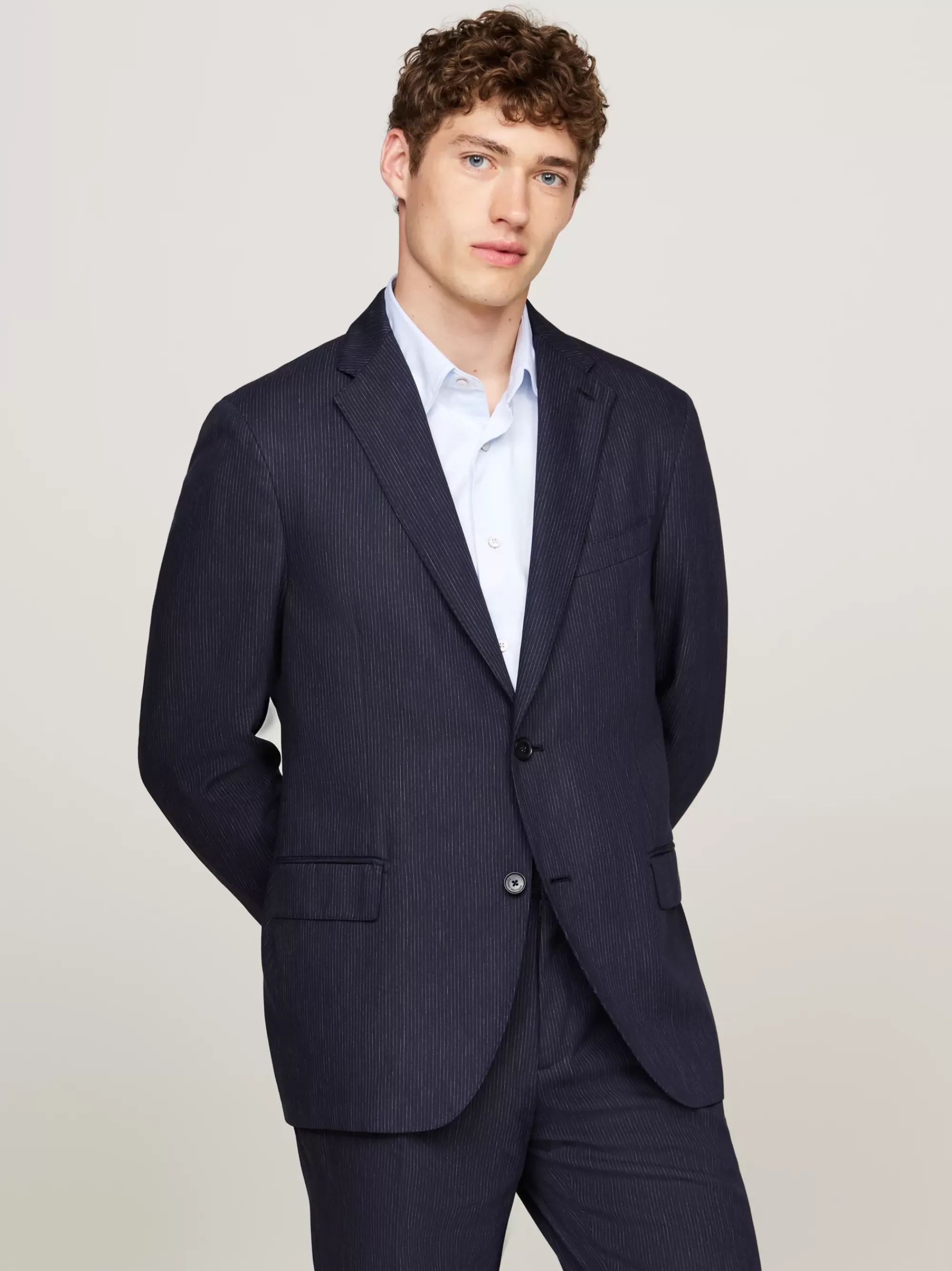 Pakken & Tailored*Tommy Hilfiger Single-breasted Tweedelig Pak Met Krijtstreep BLUE