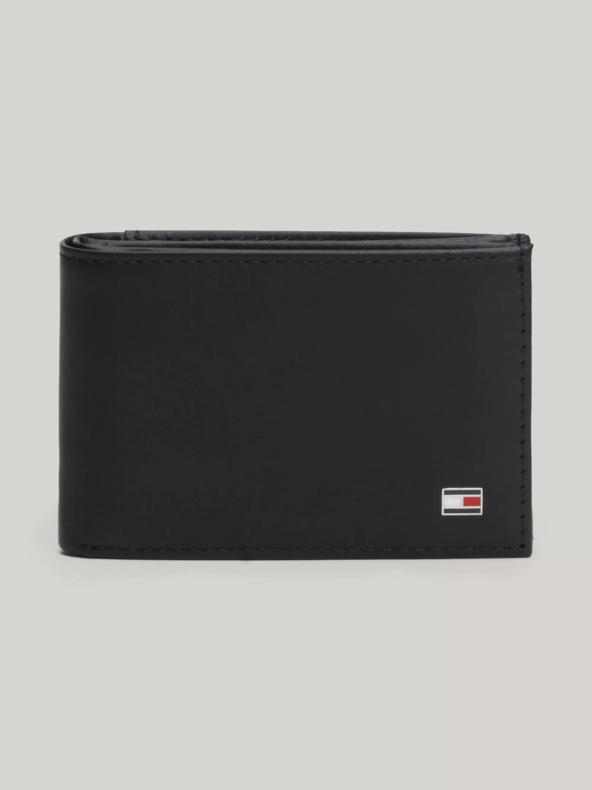 Portemonnees & Sleutelhangers*Tommy Hilfiger Slanke Leren Portemonnee BLACK