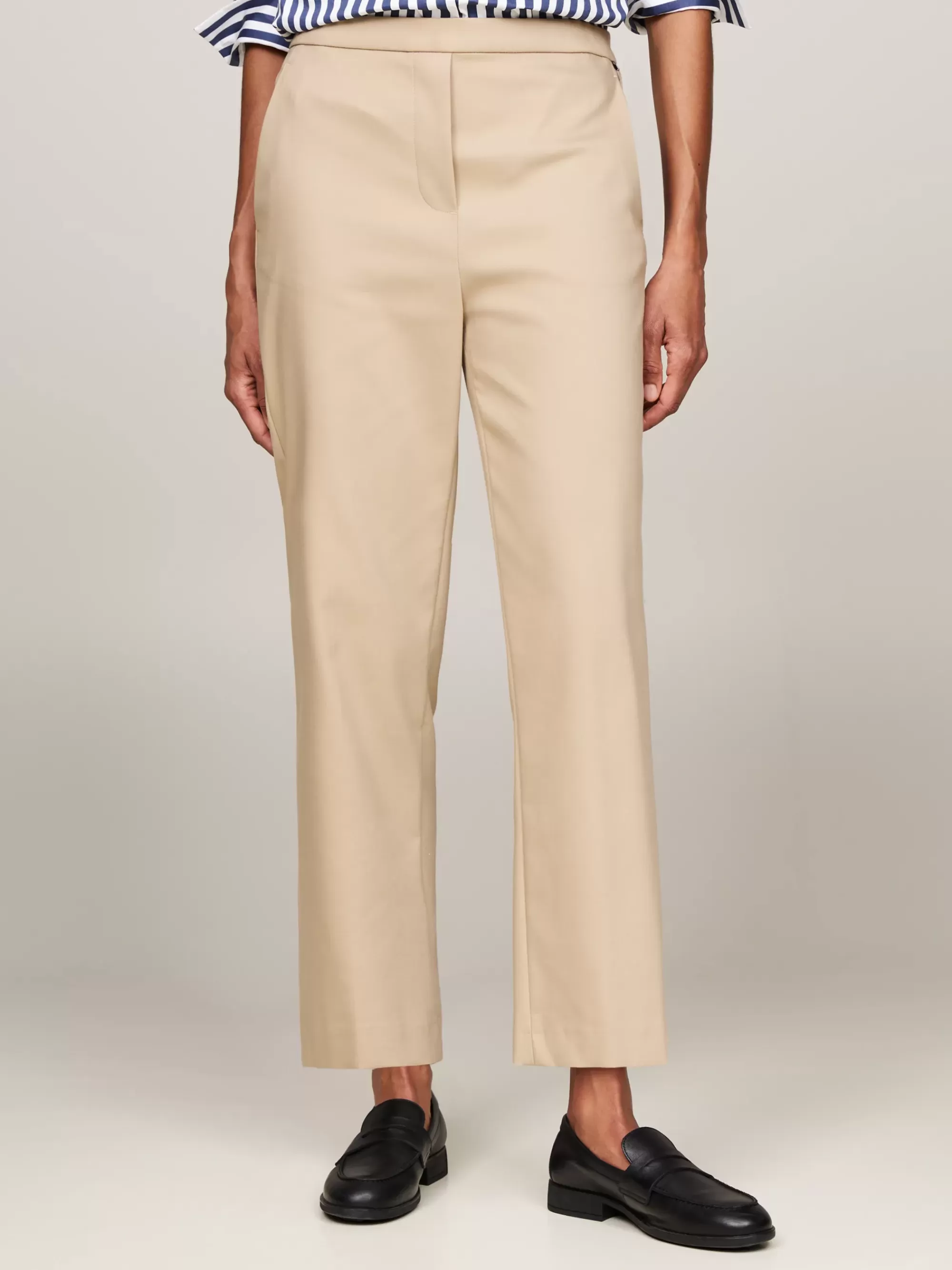Broeken*Tommy Hilfiger Slim Enkellange Broek Met Rechte Broekspijpen BEIGE