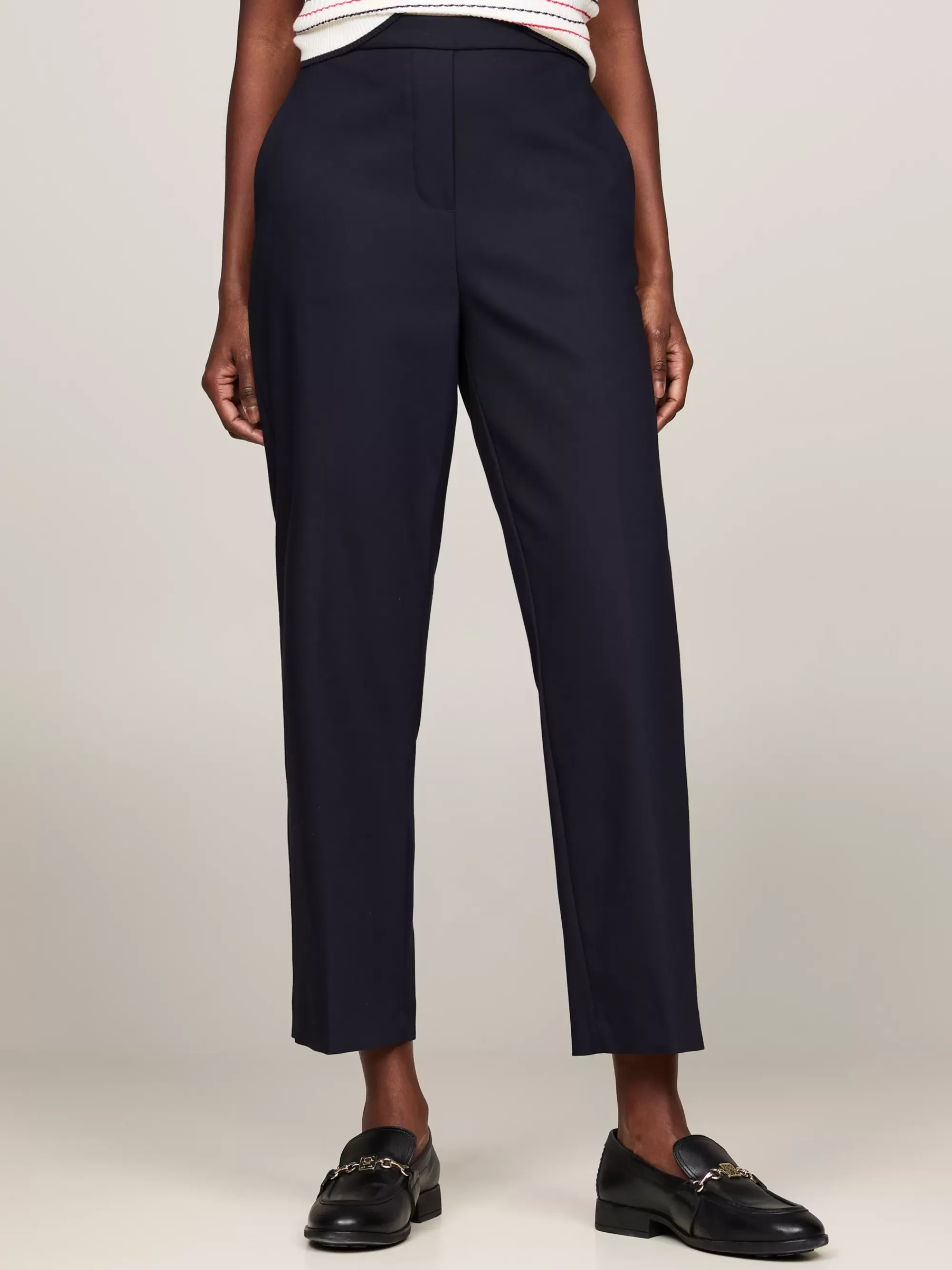 Broeken*Tommy Hilfiger Slim Enkellange Broek Met Rechte Broekspijpen DESERT SKY