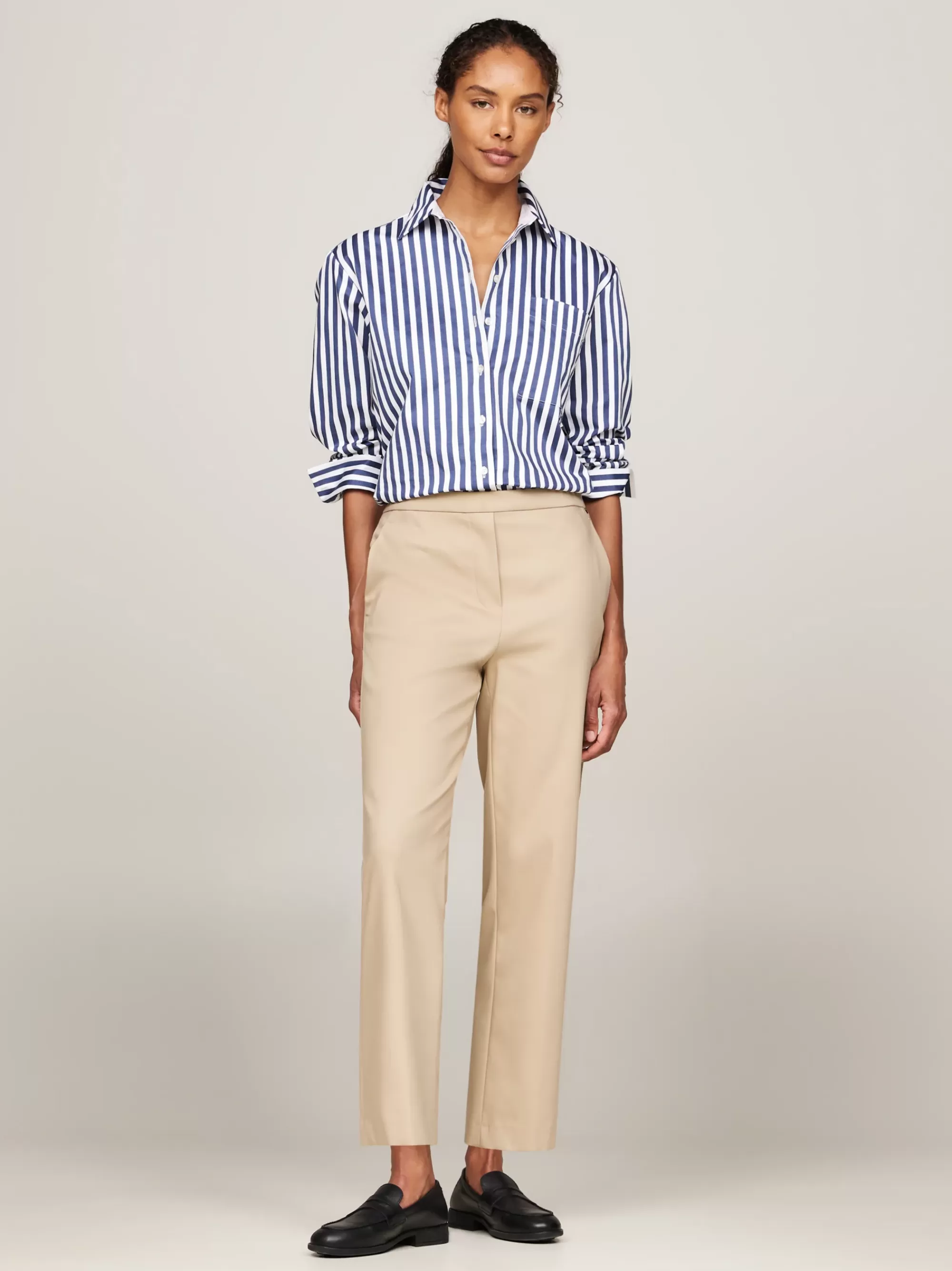 Broeken*Tommy Hilfiger Slim Enkellange Broek Met Rechte Broekspijpen BEIGE