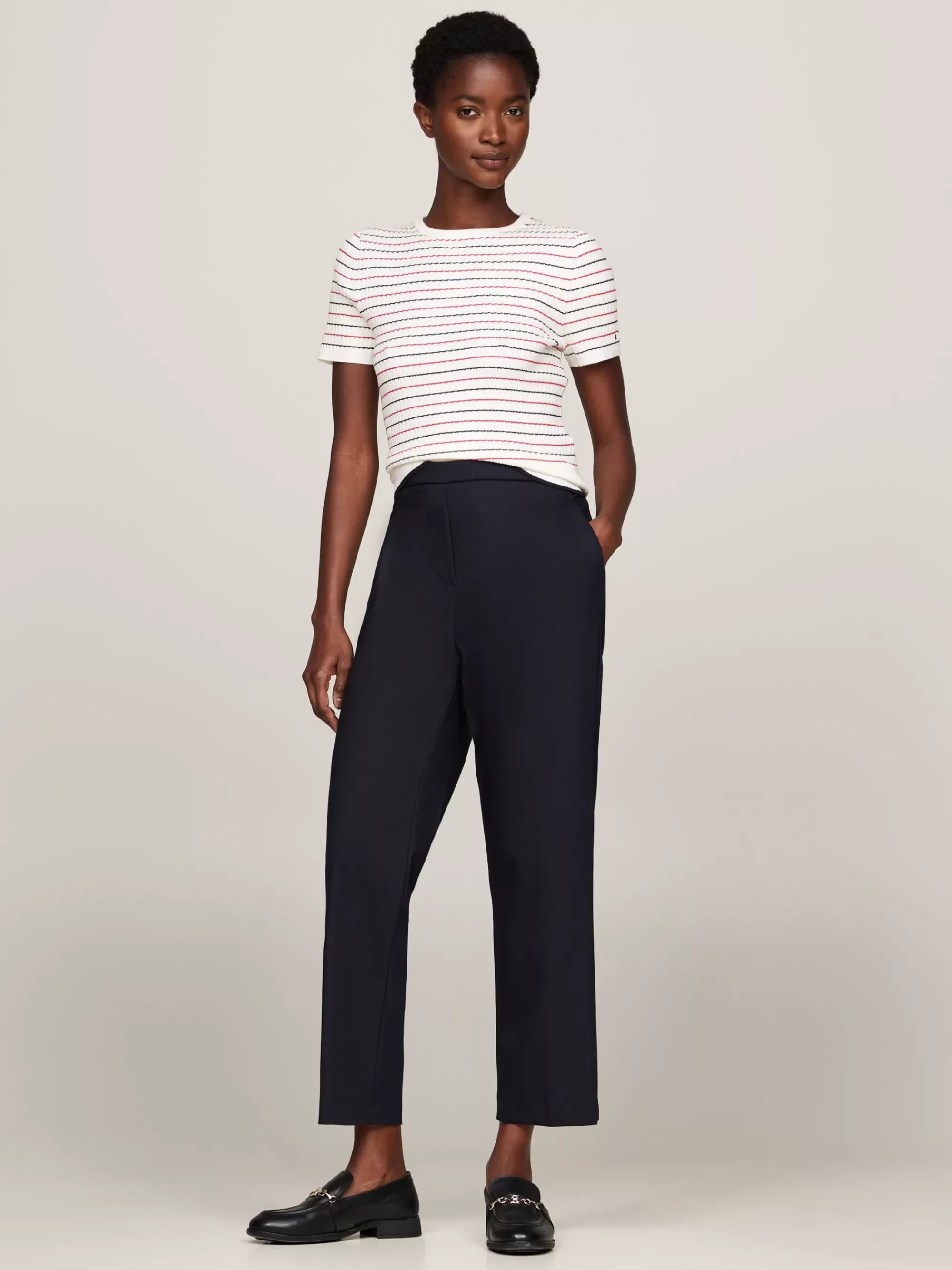 Broeken*Tommy Hilfiger Slim Enkellange Broek Met Rechte Broekspijpen DESERT SKY