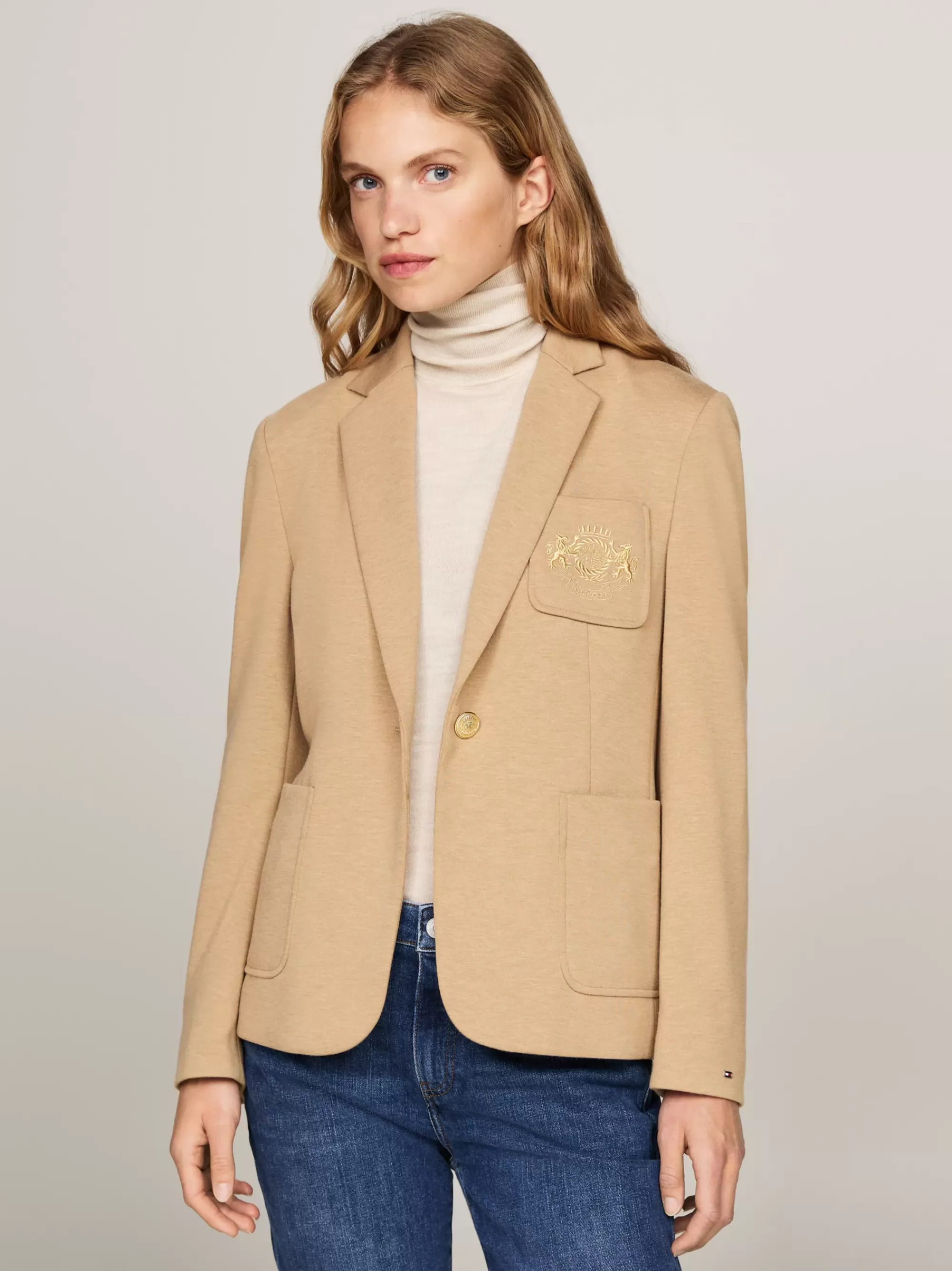 Blazers*Tommy Hilfiger Slim Fit Blazer Met Geborduurde Zak CLASSIC KHAKI
