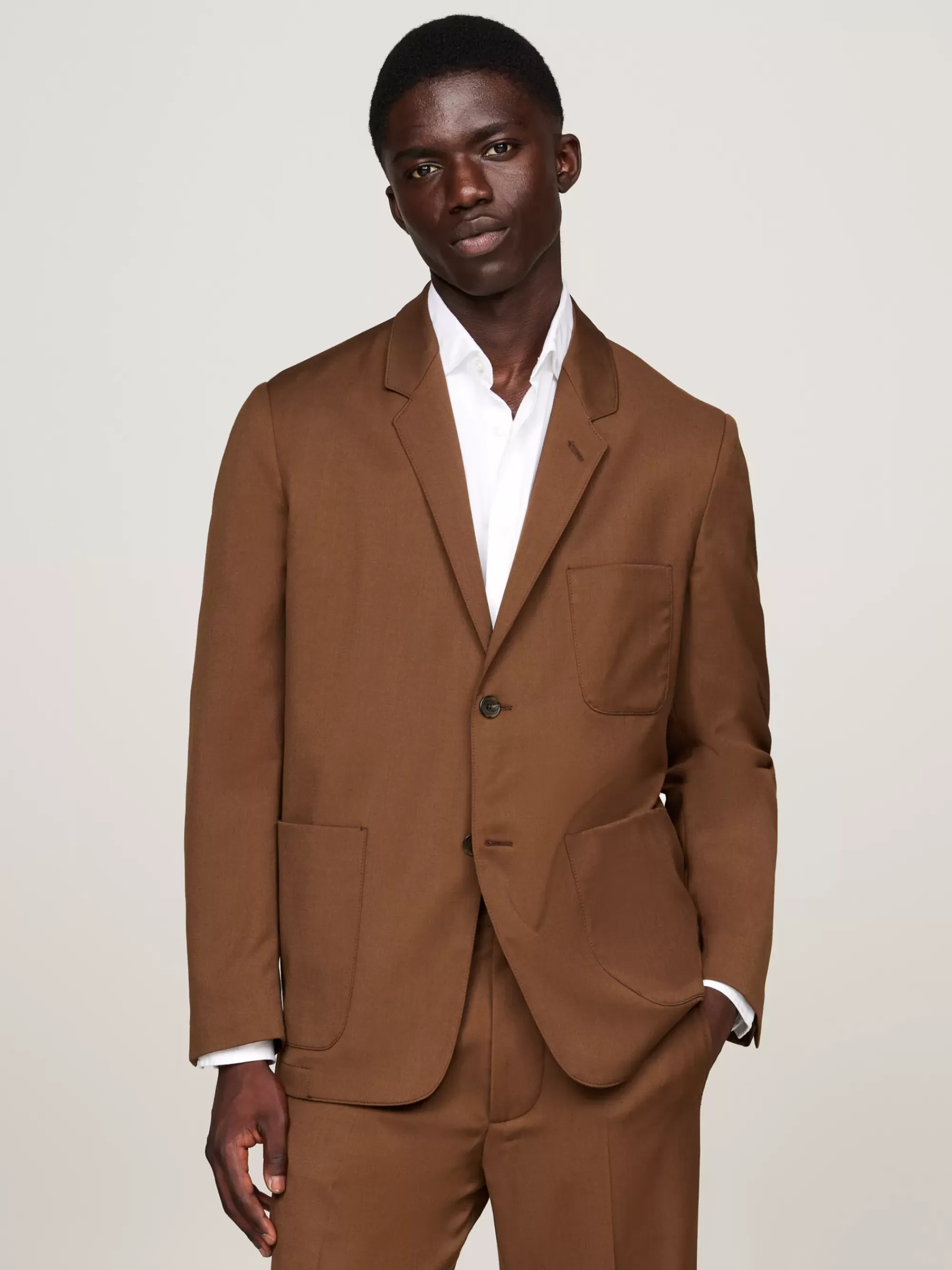 Pakken & Tailored*Tommy Hilfiger Slim Fit Blazer Met Opgezette Borstzak BROWN