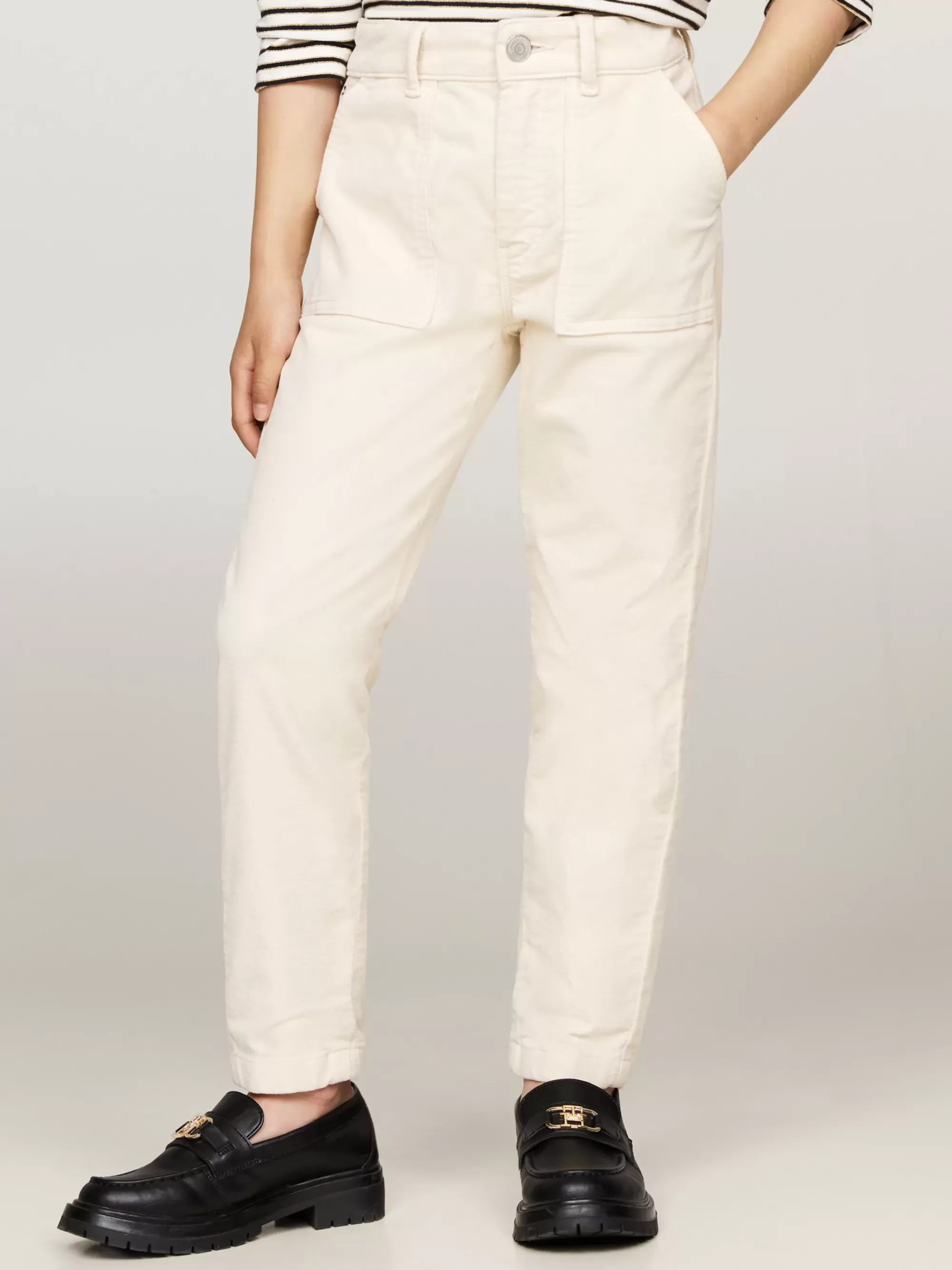 Broeken & Rokken*Tommy Hilfiger Slim Fit Chino Van Fluweel ANCIENT WHITE