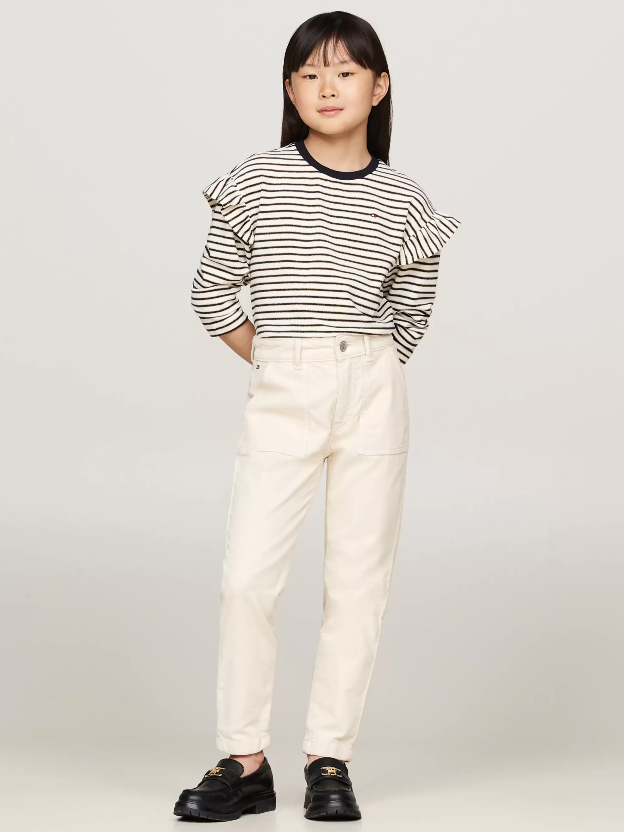 Broeken & Rokken*Tommy Hilfiger Slim Fit Chino Van Fluweel ANCIENT WHITE