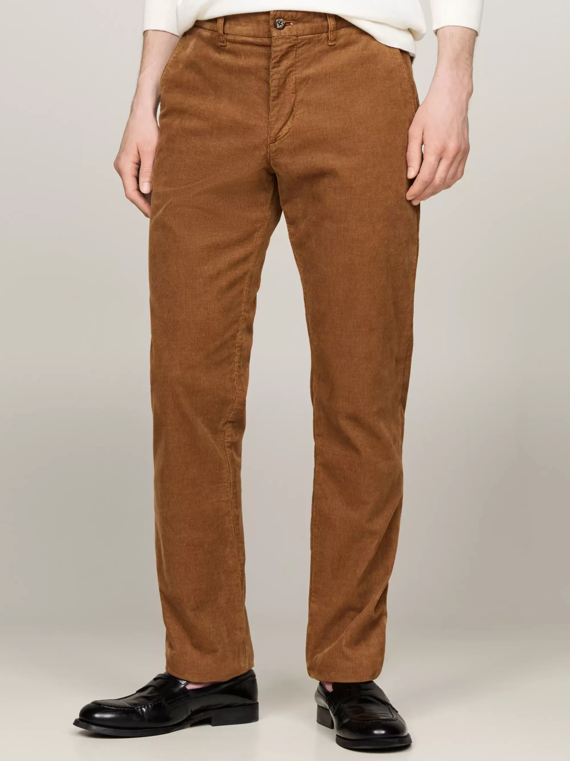 Broeken*Tommy Hilfiger Slim Fit Chino Van Stretchcorduroy HIGHLAND KHAKI