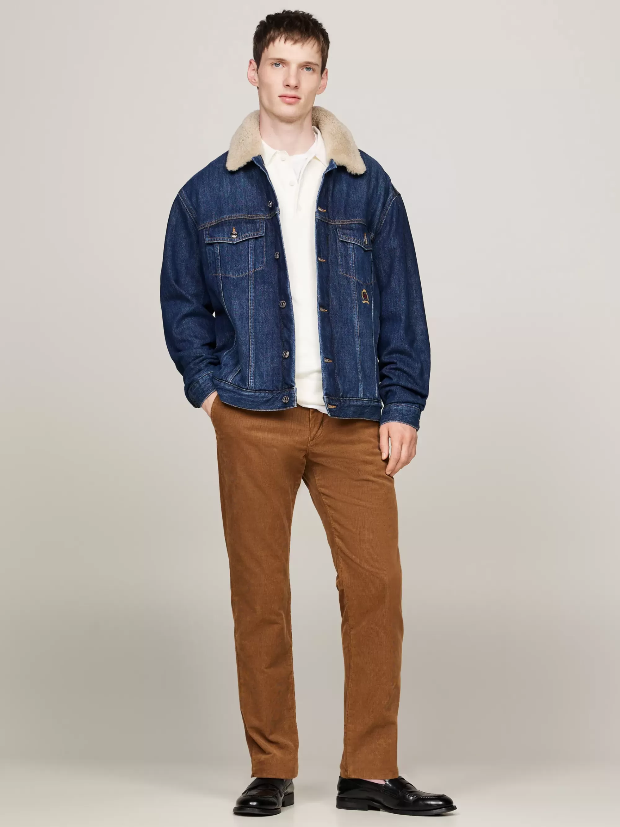 Broeken*Tommy Hilfiger Slim Fit Chino Van Stretchcorduroy HIGHLAND KHAKI