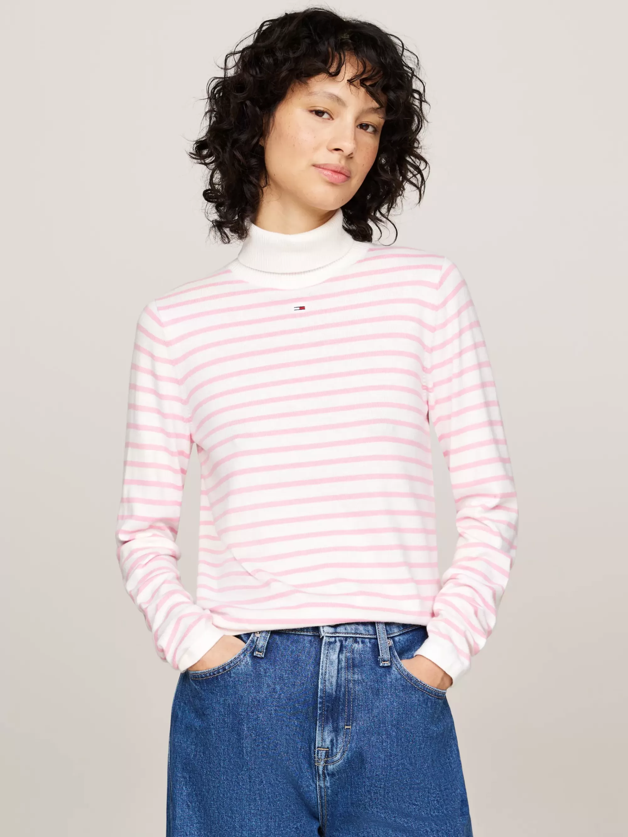 Coltruien | Truien*Tommy Hilfiger Slim Fit Coltrui BALLET PINK / STRIPE