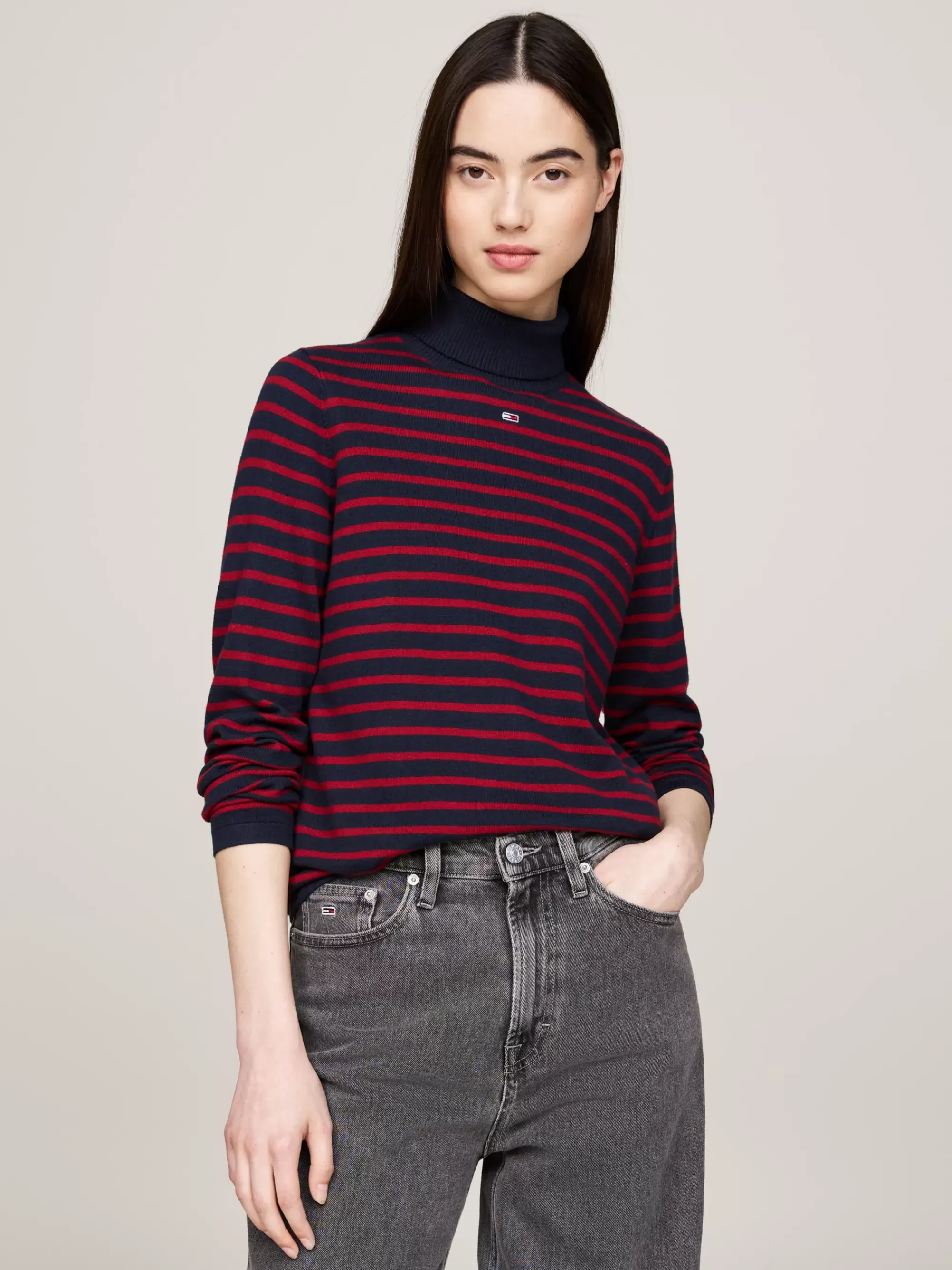 Coltruien | Truien*Tommy Hilfiger Slim Fit Coltrui NAVY / RED STRIPE