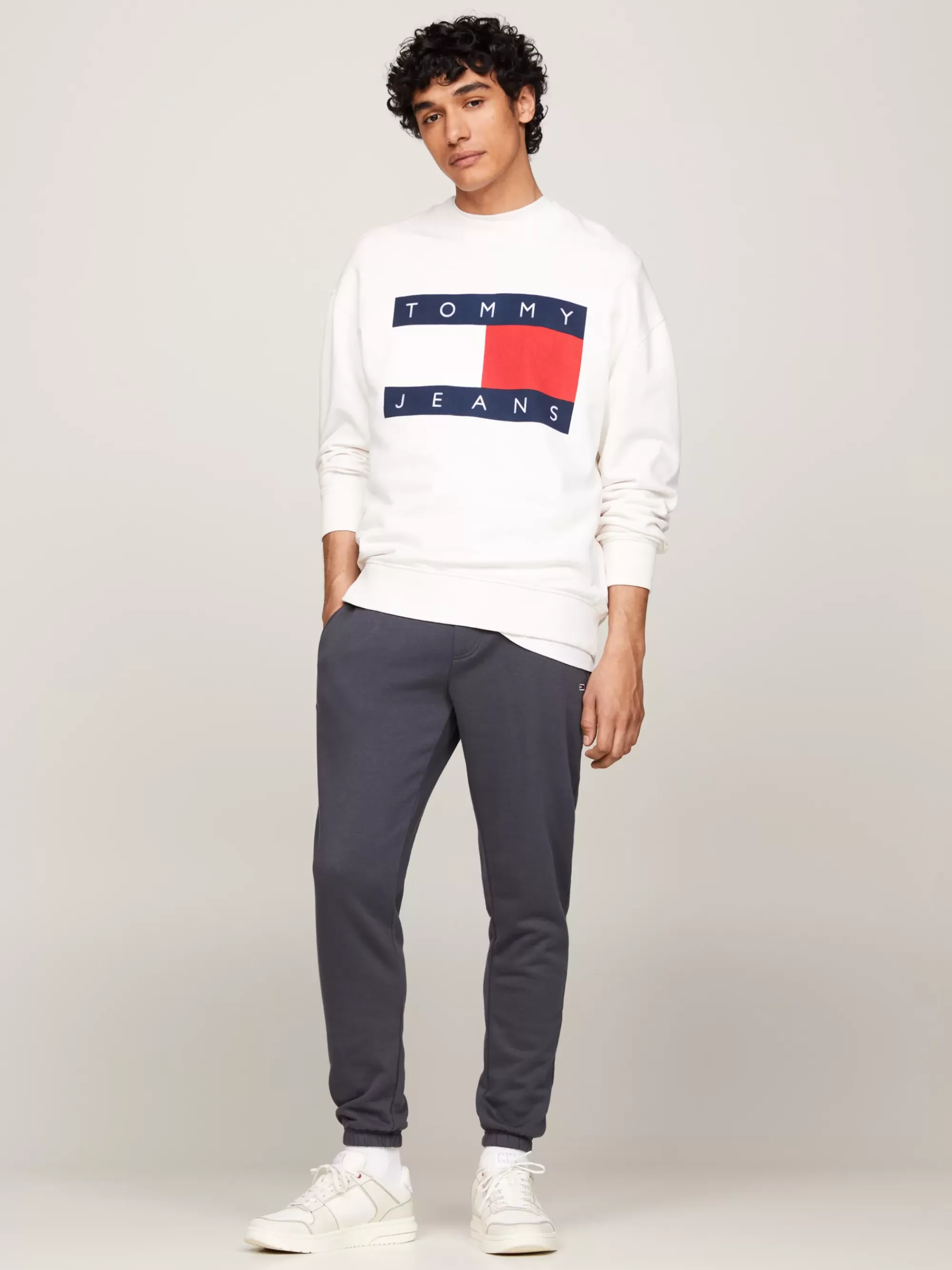 Broeken*Tommy Hilfiger Slim Fit Jogger Van Geborstelde Fleece NEW CHARCOAL