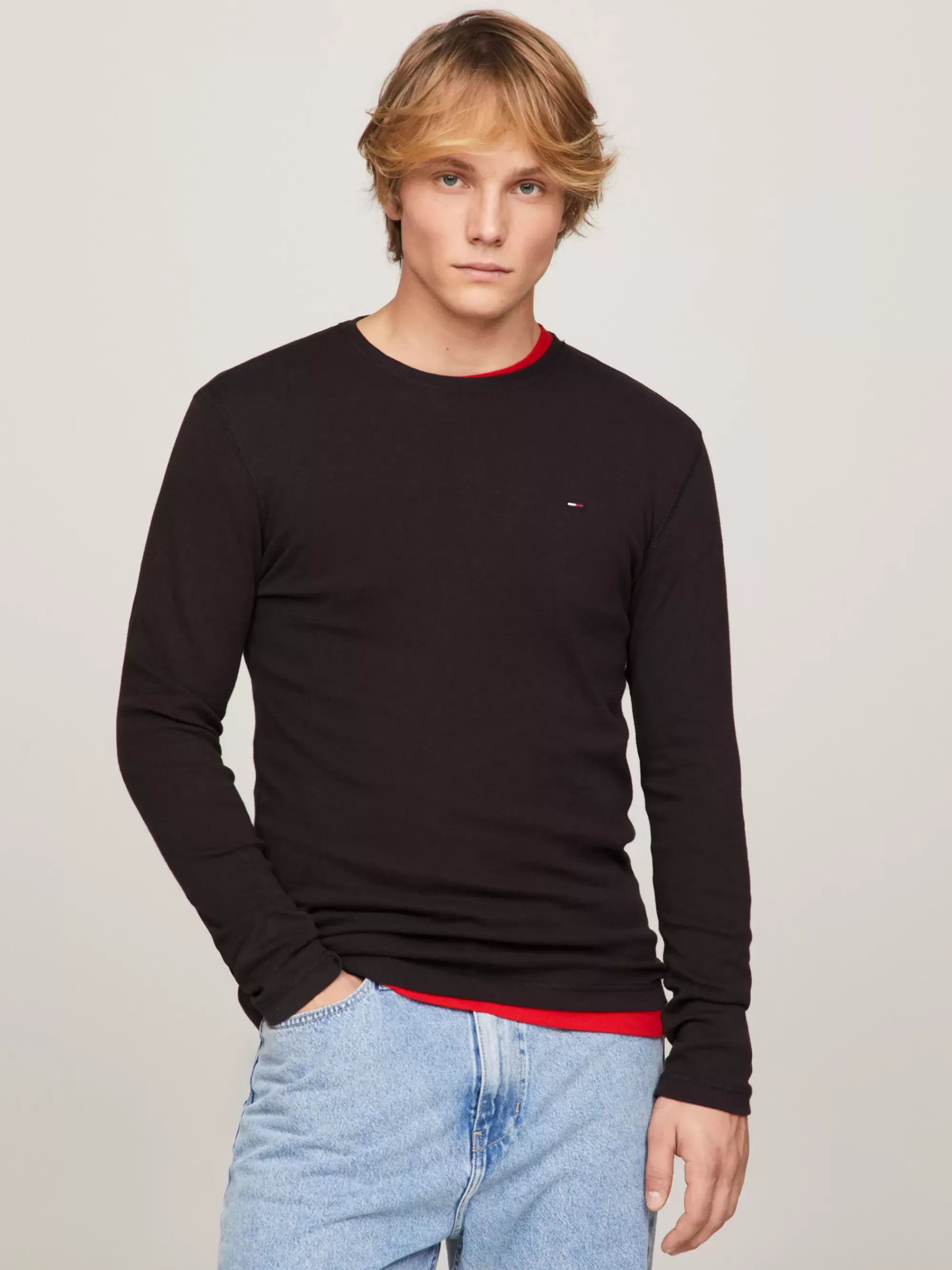 T-Shirts*Tommy Hilfiger Slim Fit Longsleeve TOMMY BLACK