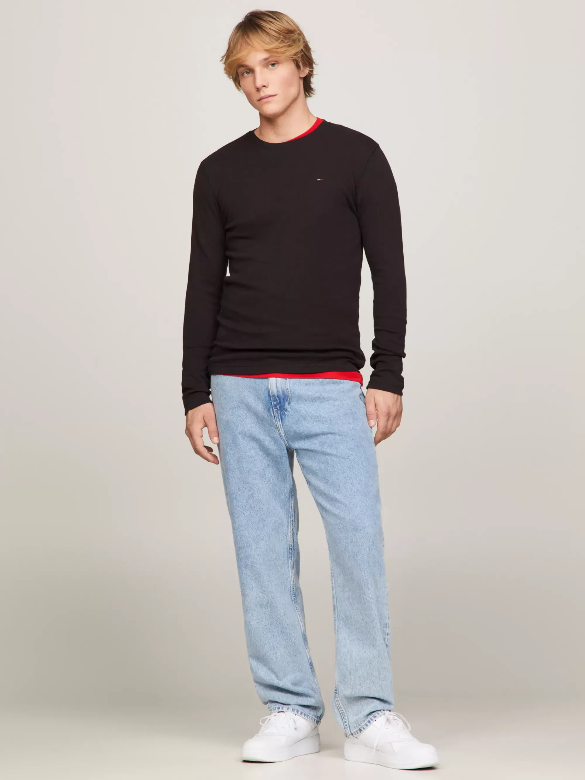 T-Shirts*Tommy Hilfiger Slim Fit Longsleeve TOMMY BLACK