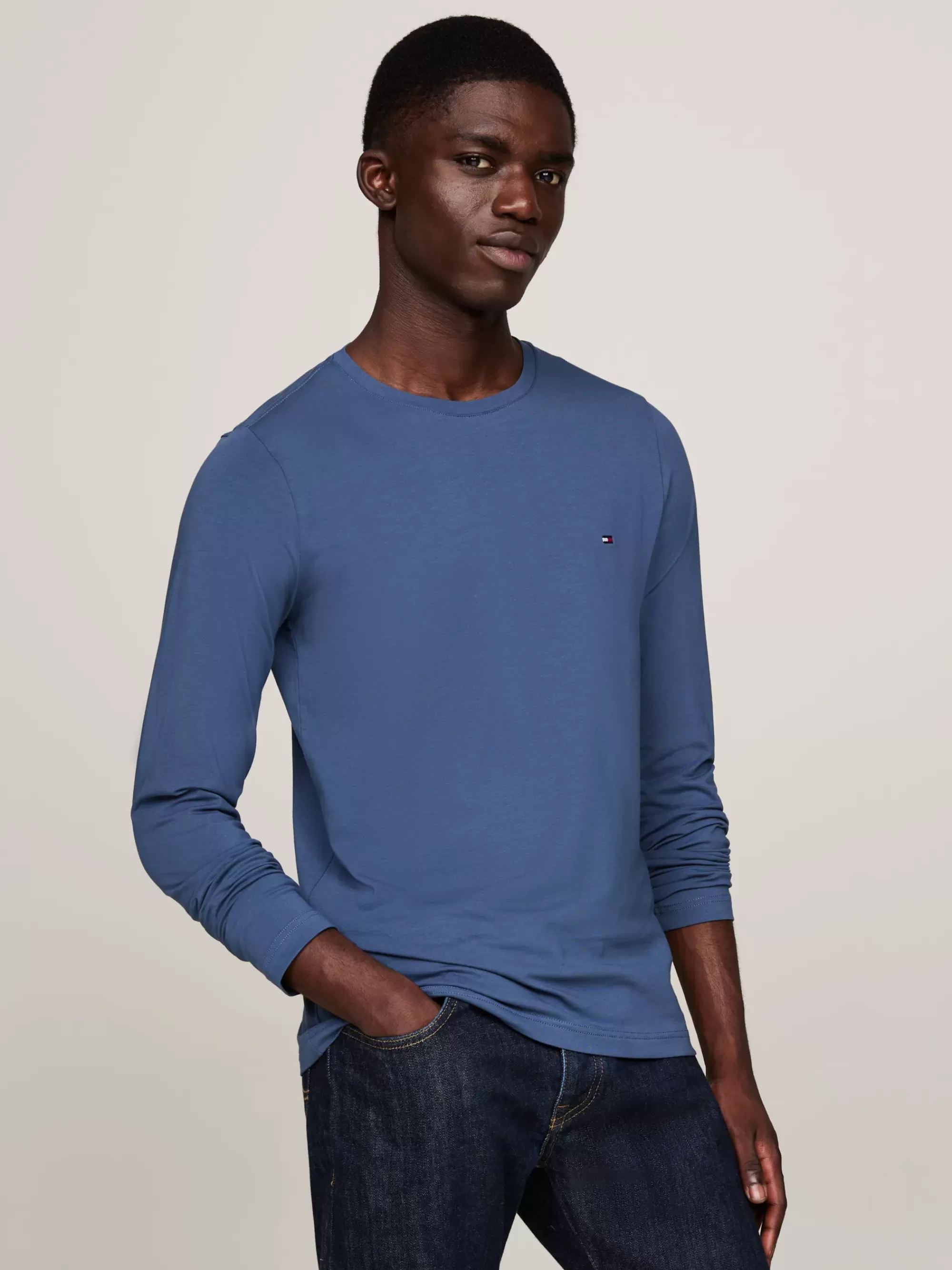 T-Shirts*Tommy Hilfiger Slim Fit Longsleeve T-shirt AEGEAN SEA