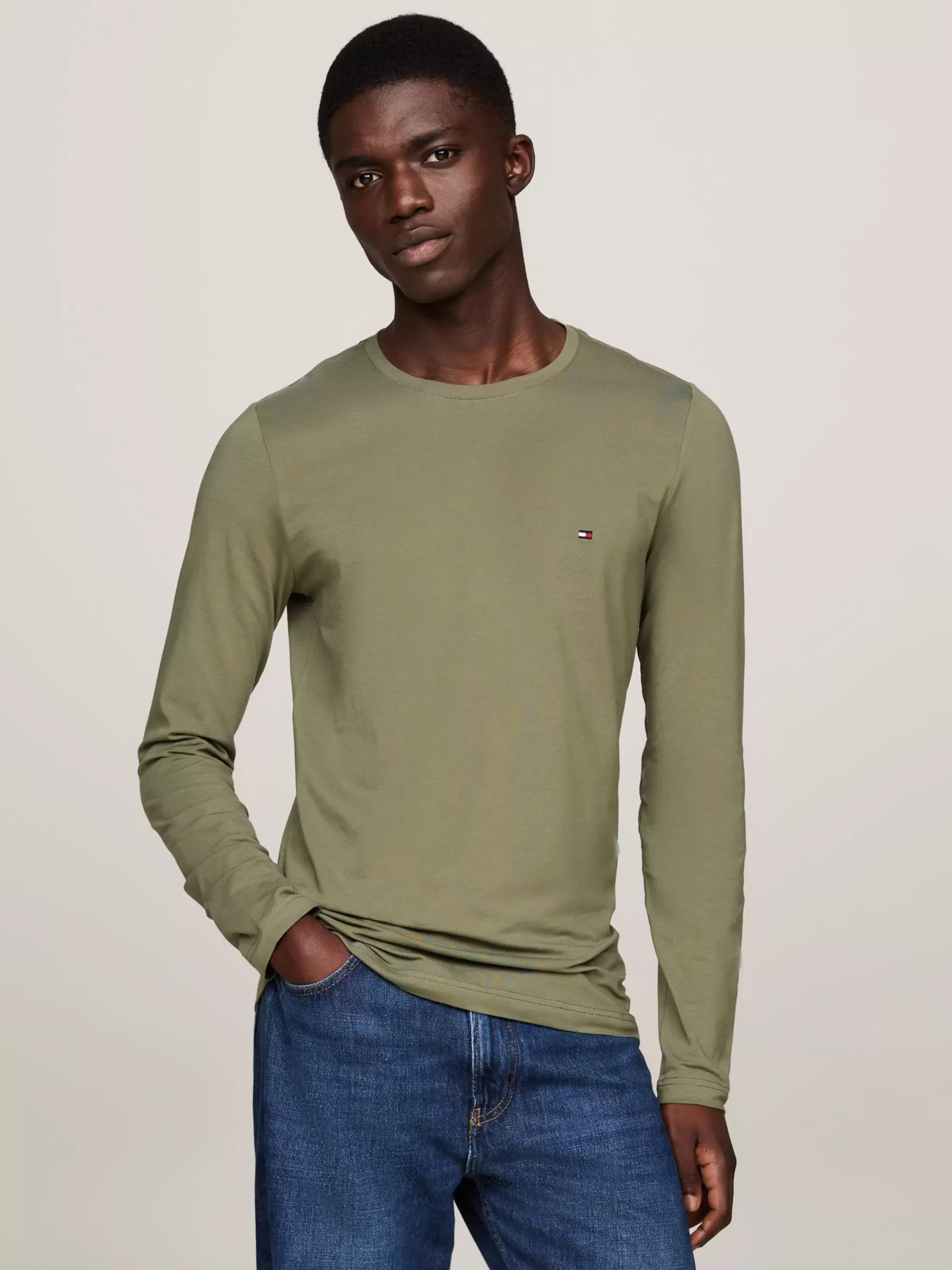 T-Shirts*Tommy Hilfiger Slim Fit Longsleeve T-shirt BATTLE GREEN